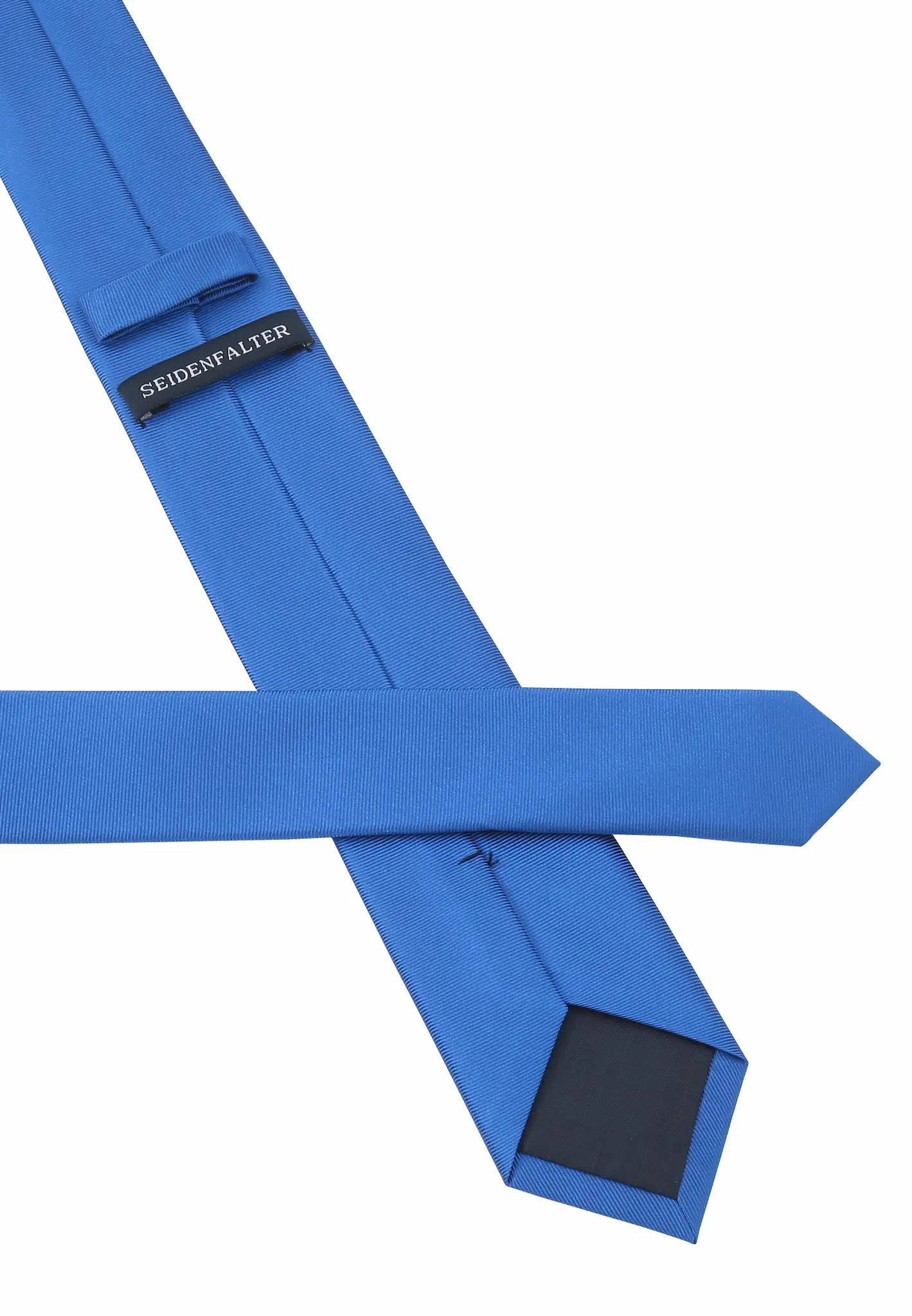 (Blau) Uni Seidenkrawatte 6cm Rückseite mit Label Detail