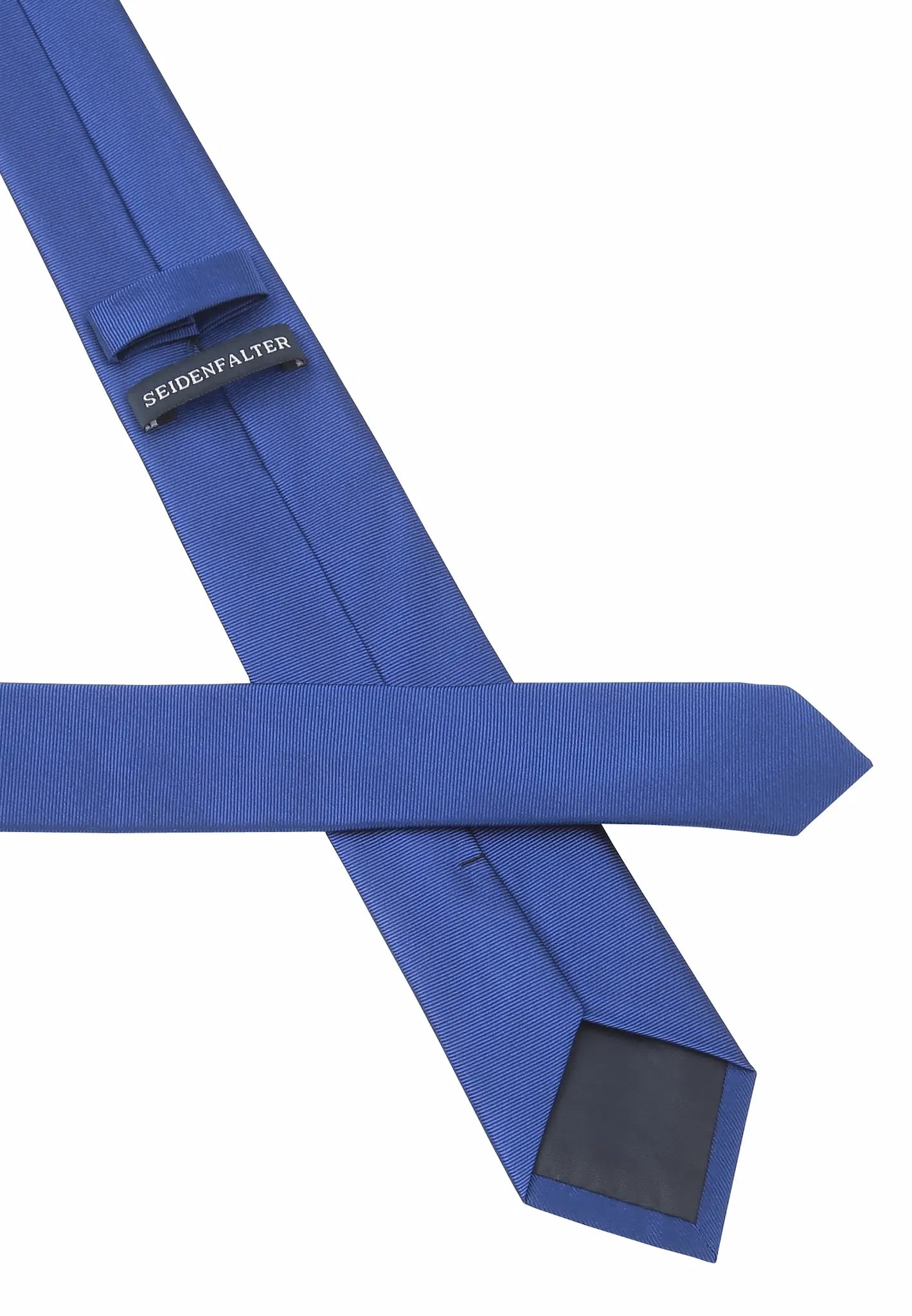 (Jeansblau) Uni Seidenkrawatte 6cm Rückseite mit Label Detail