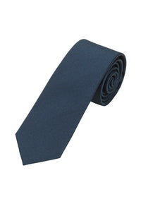 (Dunkelblau) Uni Seidenkrawatte Herren 6cm schmal aufgerollt