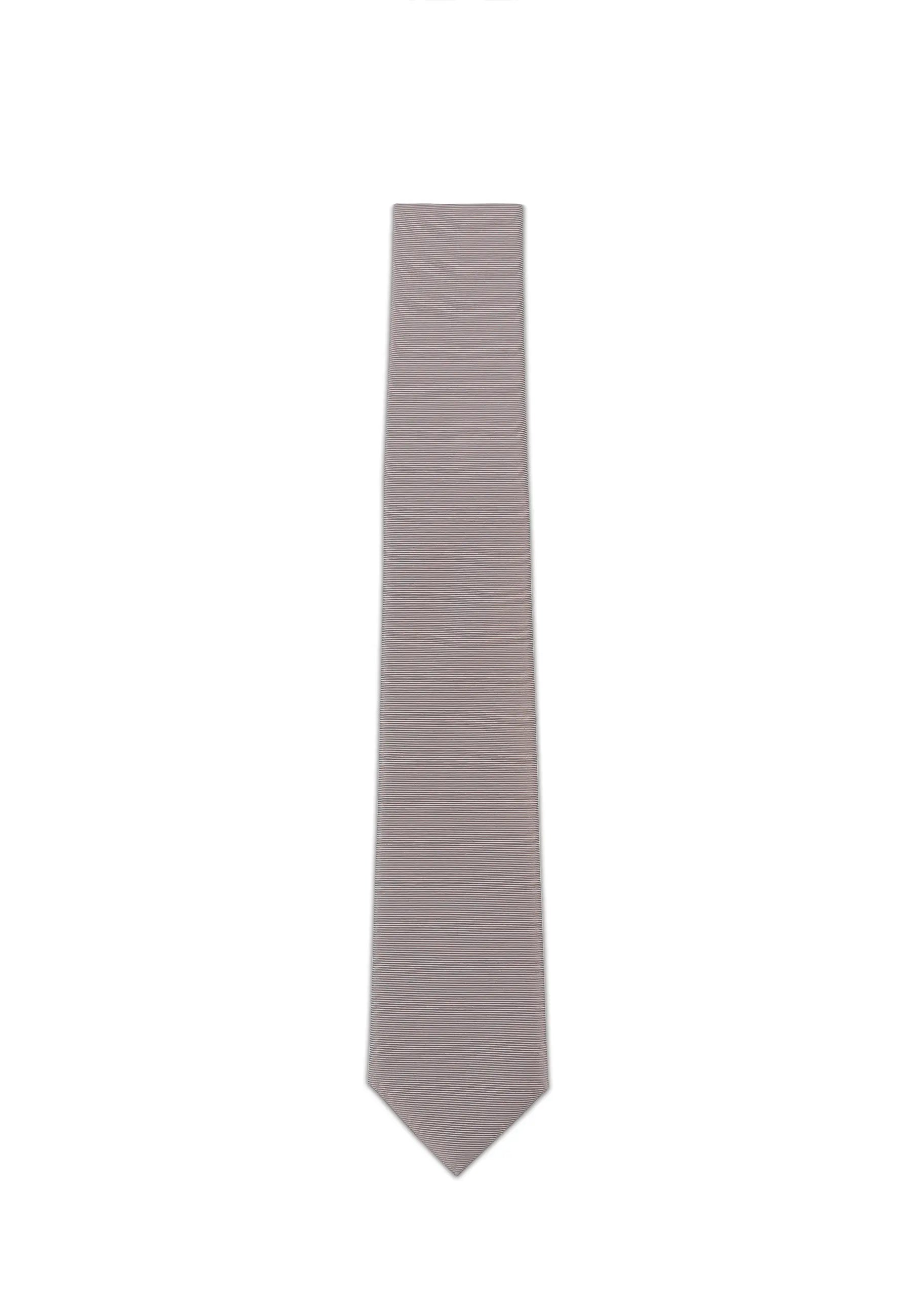 (Beige) Uni Seidenkrawatte Herren 6cm schmal aufgerollt