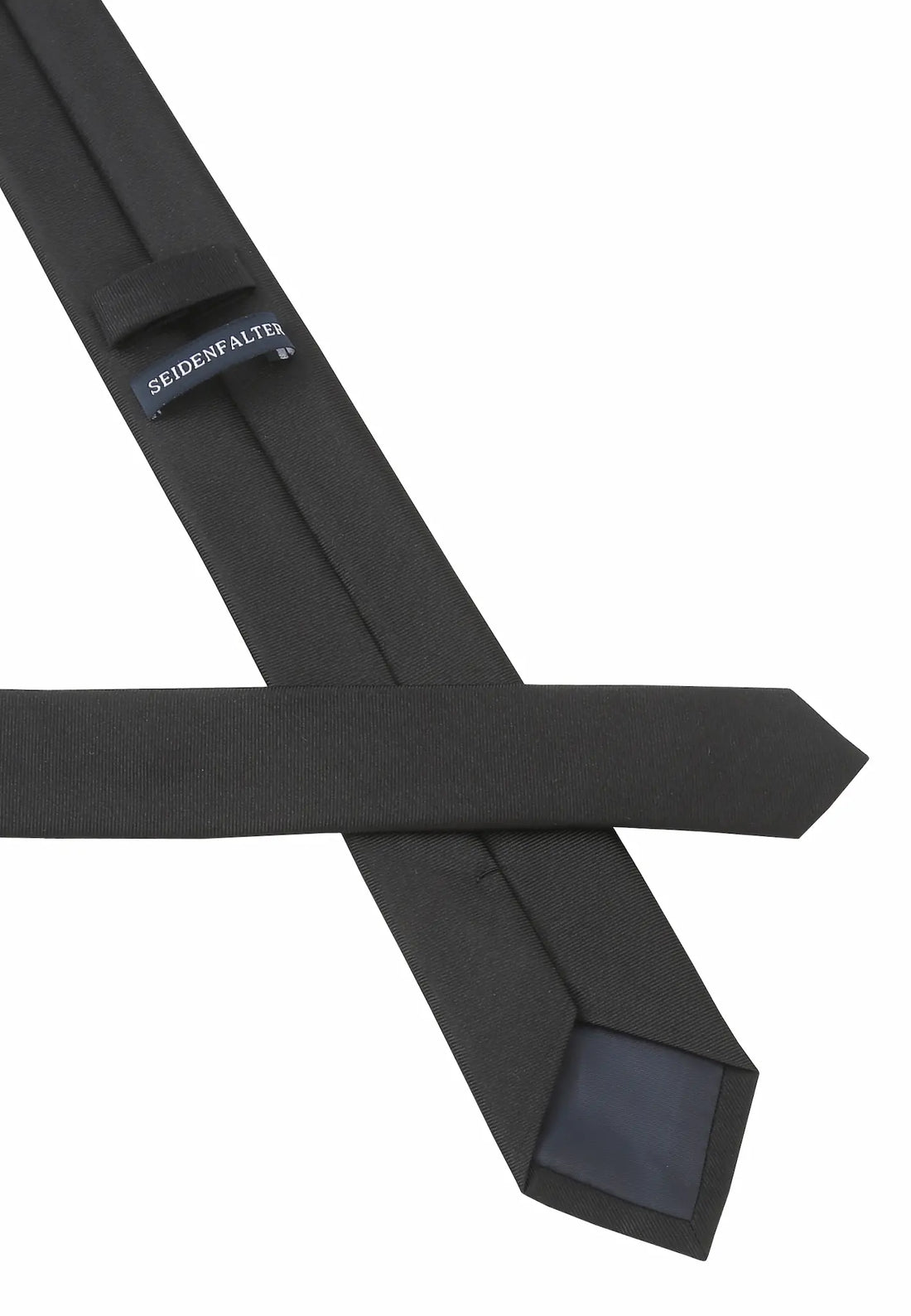 (Schwarz) Uni Seidenkrawatte 6cm Rückseite mit Label Detail