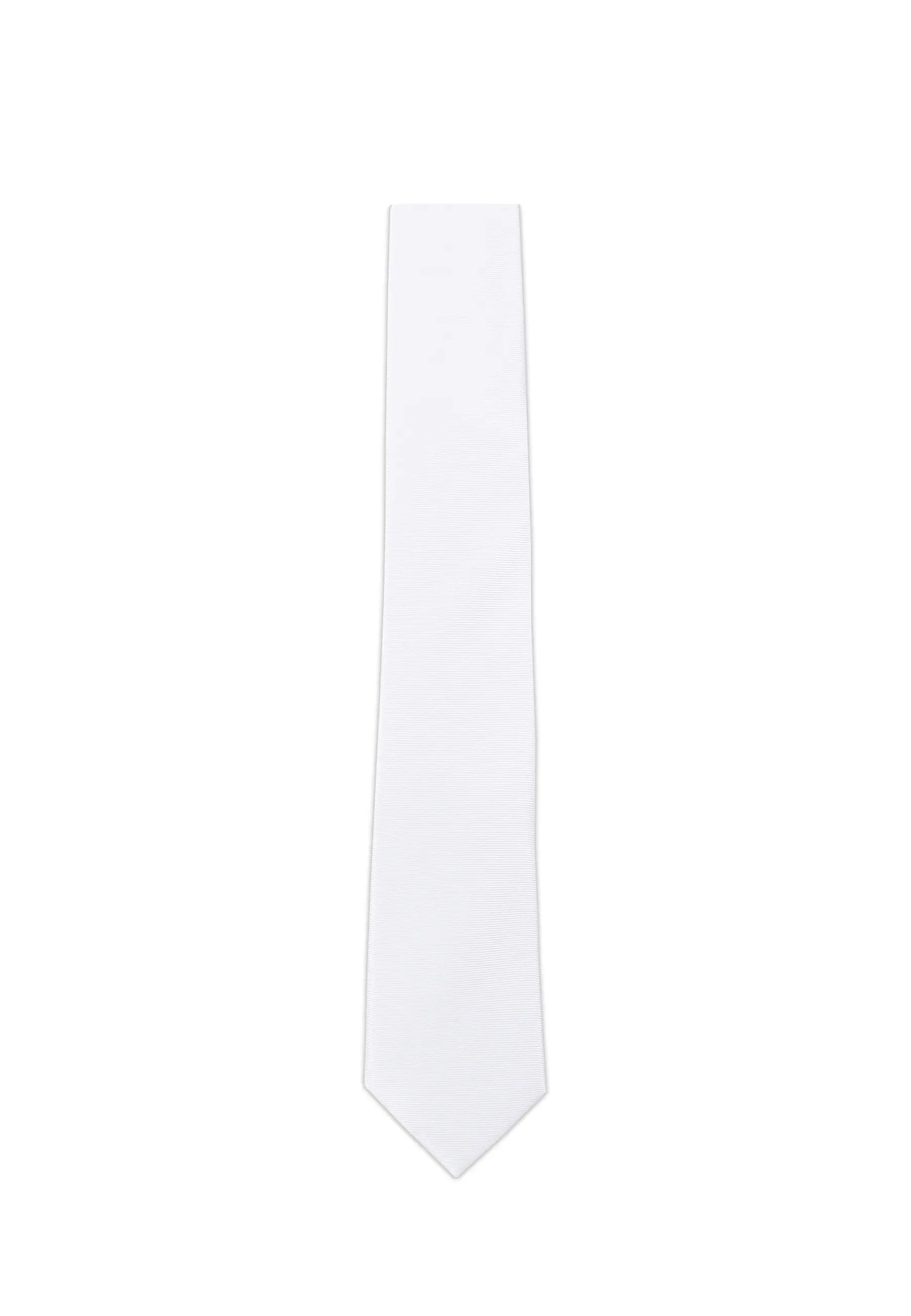 (Weiß) Uni Seidenkrawatte Herren 6cm schmal in voller Länge