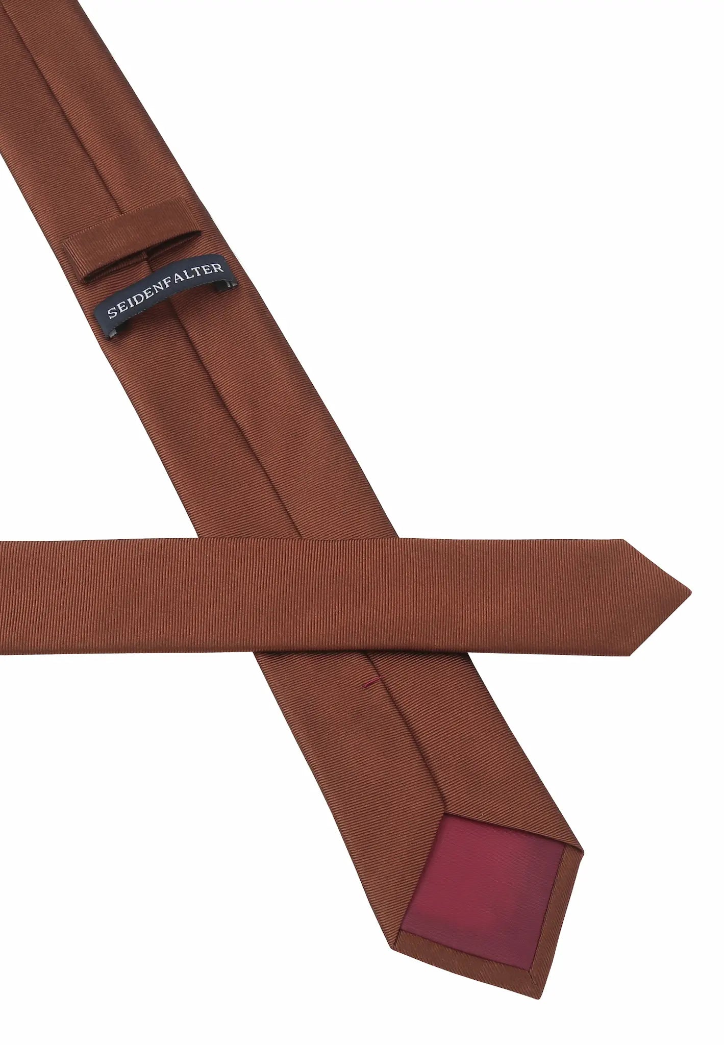 (Ziegel) Uni Seidenkrawatte 6cm Rückseite mit Label Detail