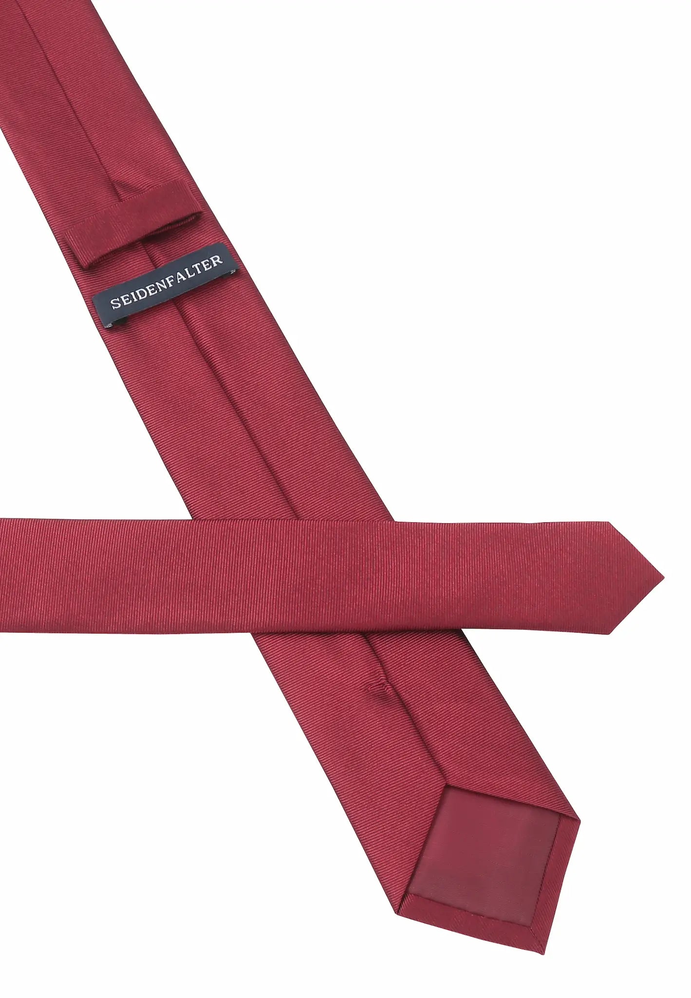 (Bordeaux) Uni Seidenkrawatte 6cm Rückseite mit Label Detail