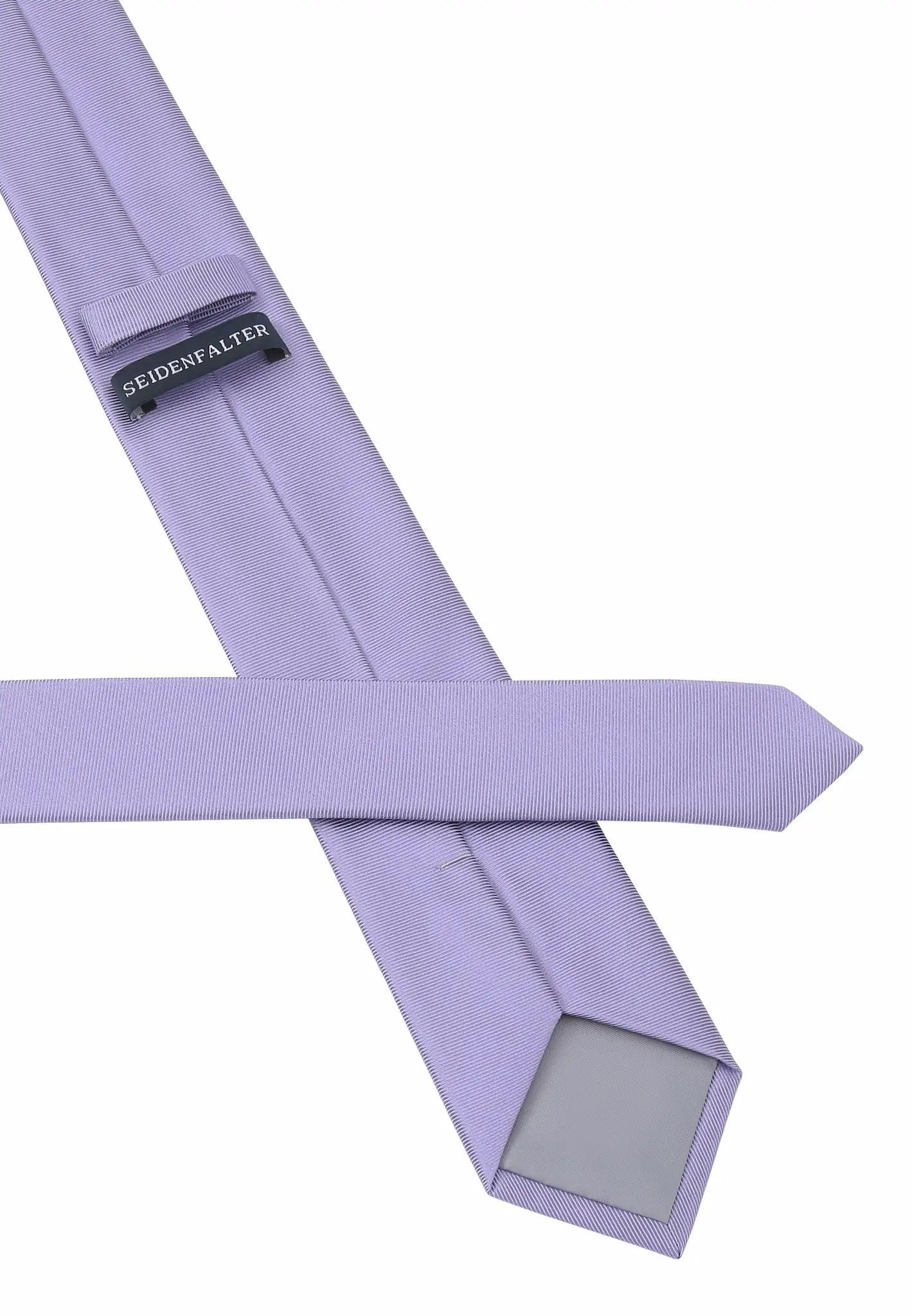 (Flieder) Uni Seidenkrawatte 6cm Rückseite mit Label Detail