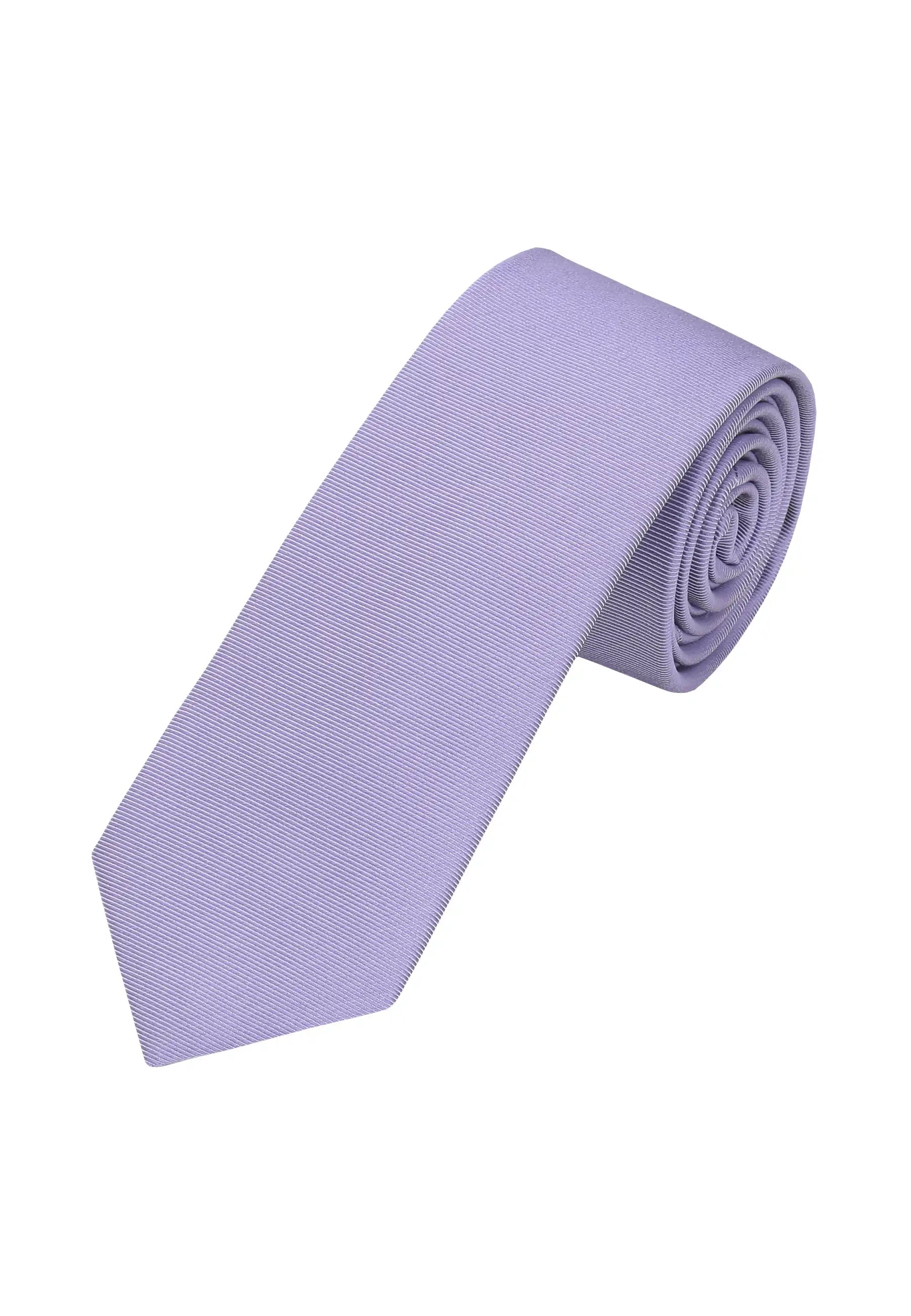 (Flieder) Uni Seidenkrawatte Herren 6cm schmal aufgerollt