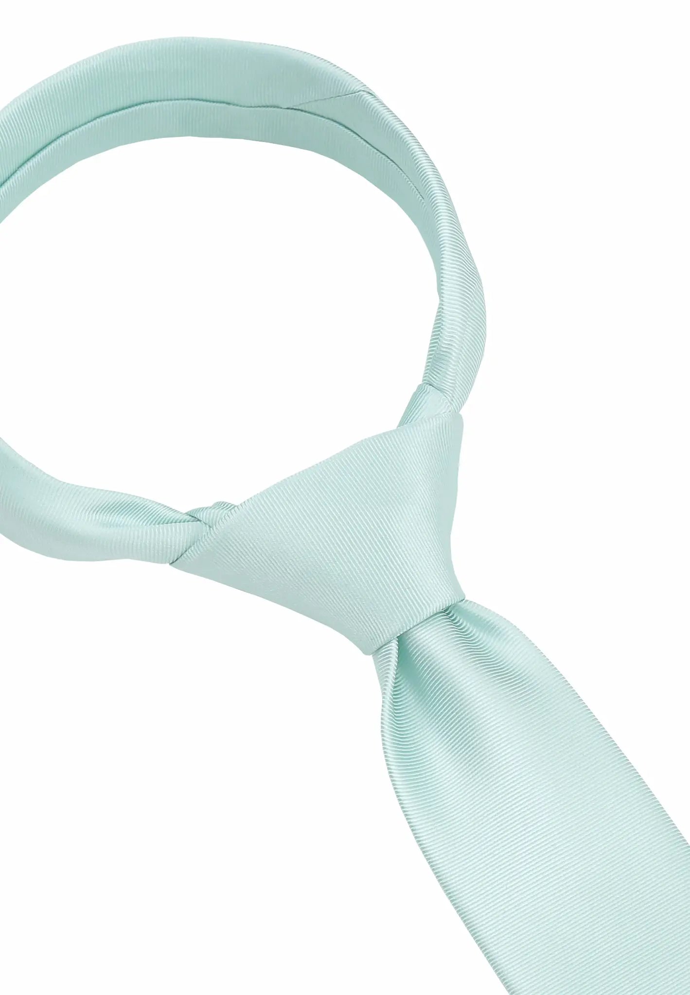 (Mint) Seidenkrawatte in Mint, Detailansicht des gebundenen Knotens