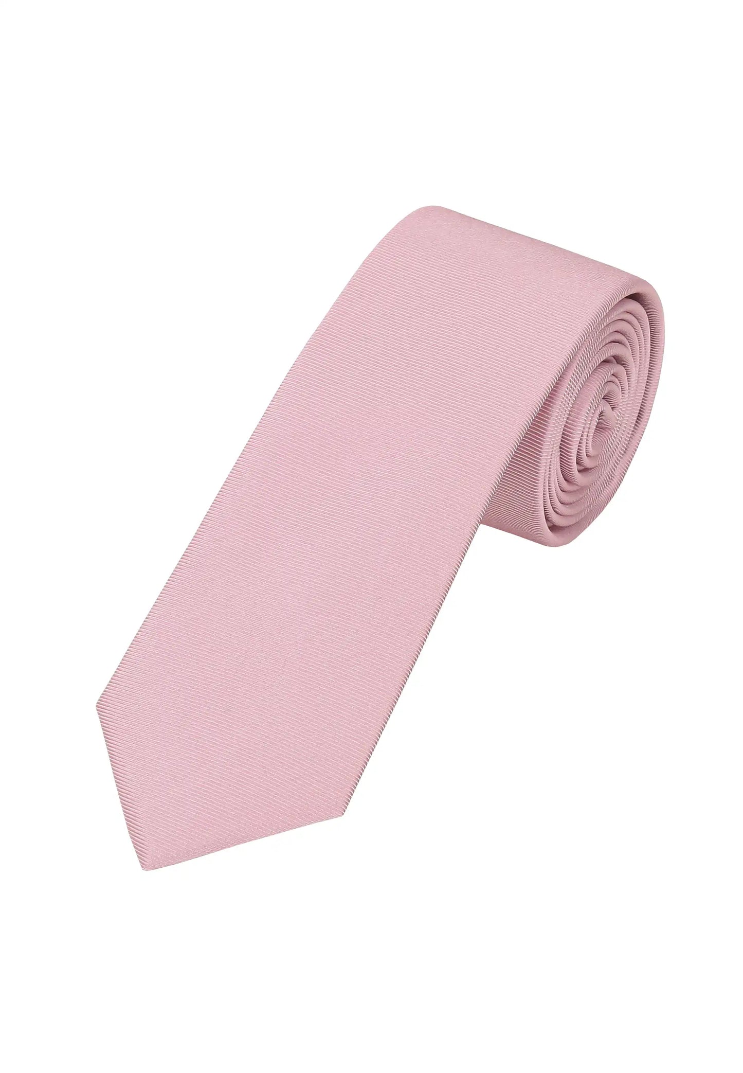 (Rosa) Schmale Seidenkrawatte in Rosa gerollt, Uni in Pastellfarbe