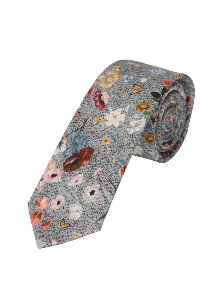 Krawatte Herren aus Seide & Baumwolle – Blumenmuster (6,0 – 6,5 cm)