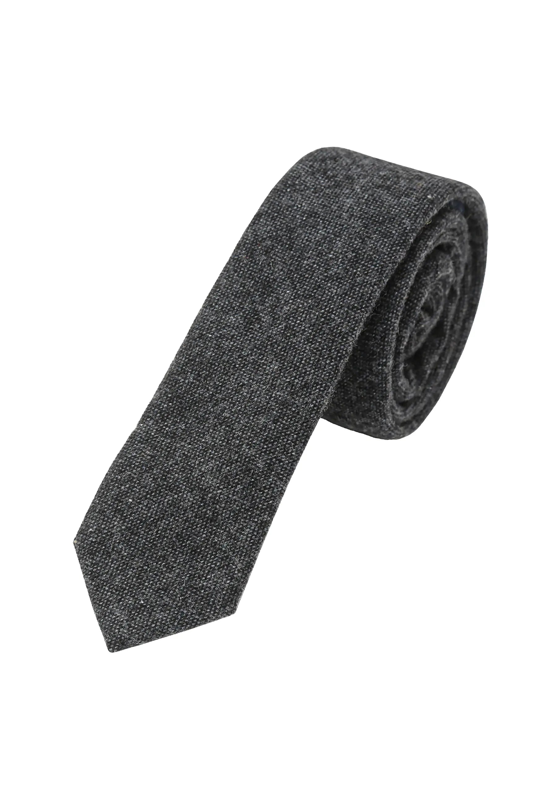 (Anthrazit) Krawatte Herren Tweed Wolle – gerollt Gesamtansicht