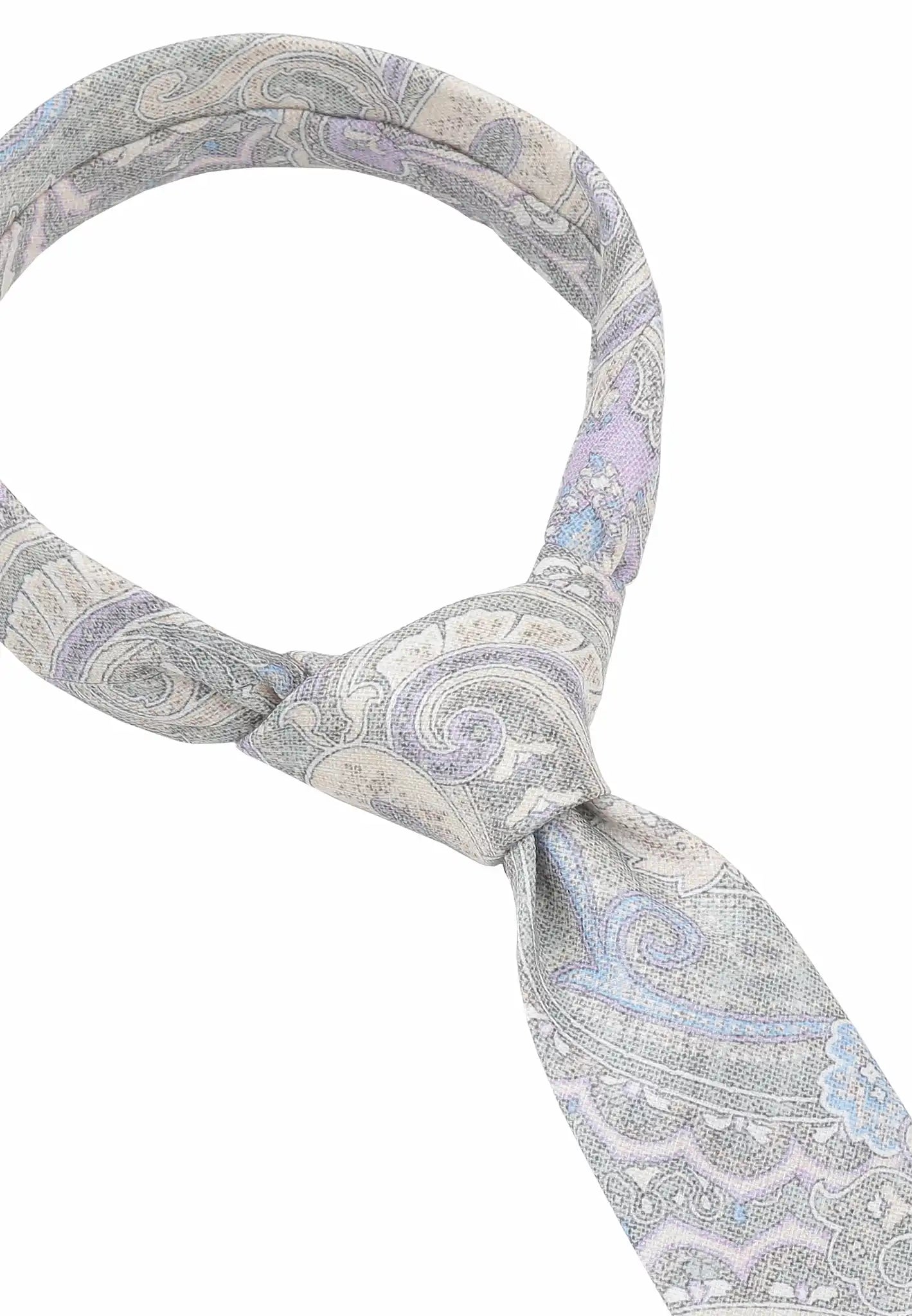 (Grau) Krawatte Herren Paisley-Muster – Knotenansicht
