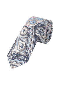 (Dunkelblau) Krawatte Herren Paisley-Muster Baumwolle – gerollt