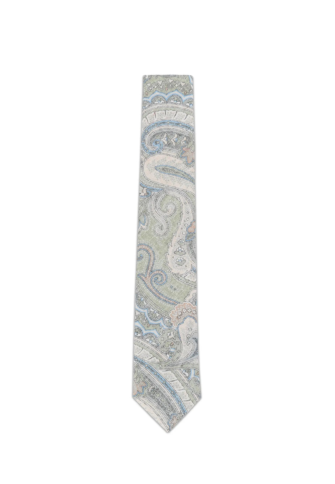 (Grün) Krawatte Paisley-Muster Baumwolle 6 cm – Gesamtansicht