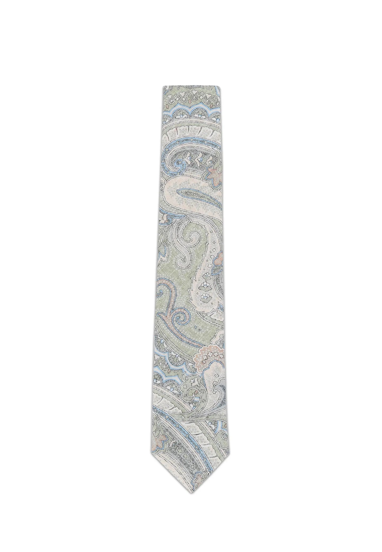 (Grün) Krawatte Paisley-Muster Baumwolle 6 cm – Gesamtansicht