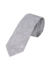 (Hellgrau) Krawatte Herren Paisley Seide – gerollt