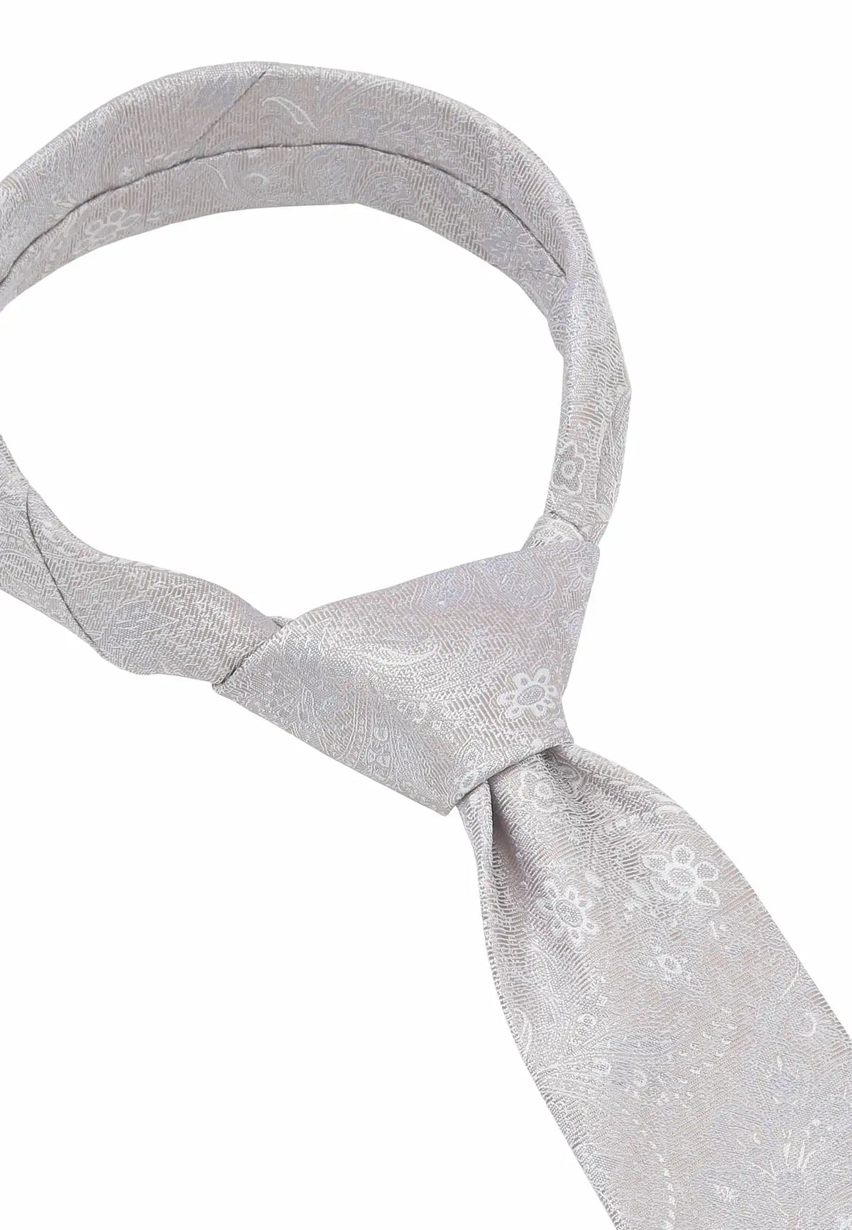 (Beige) Krawatte Herren Paisley Seide – Knotenansicht