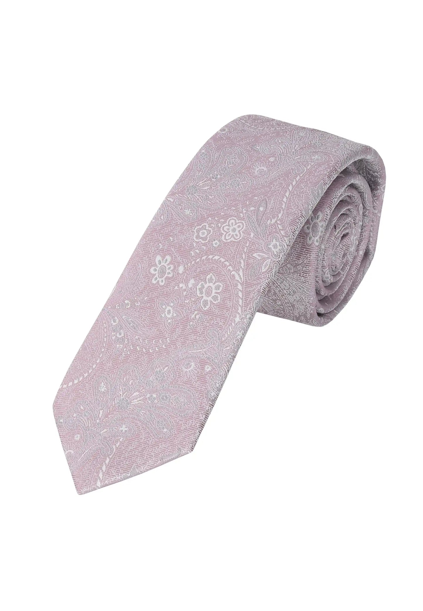 (Rosa) Krawatte Herren Paisley Seide – gerollt