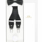 (Schwarz) Hosenträger Set Herren mit Fliege und Einstecktuch – Sterlington Geschenkbox
