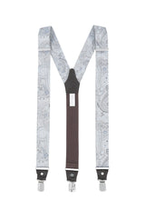 (Blau) Hosenträger Herren Paisley Seide – Y-Form Rückansicht mit Clips und Lederdetails