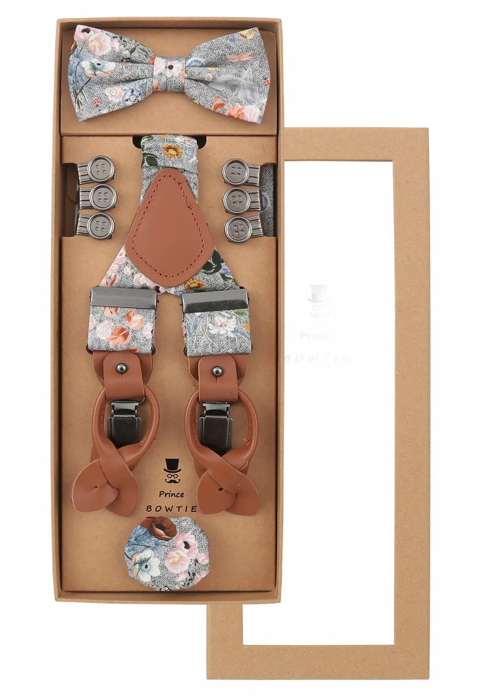 Hosenträger Set Herren aus Seide & Baumwolle – Blumenmuster
