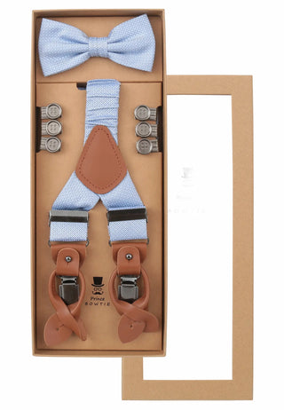 Hosenträger Set Herren mit Fliege aus Seide – Mikromuster