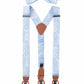 (Hellblau) Hosenträger und Fliege Herren Paisley Seide – Y-Form mit Lederdetails