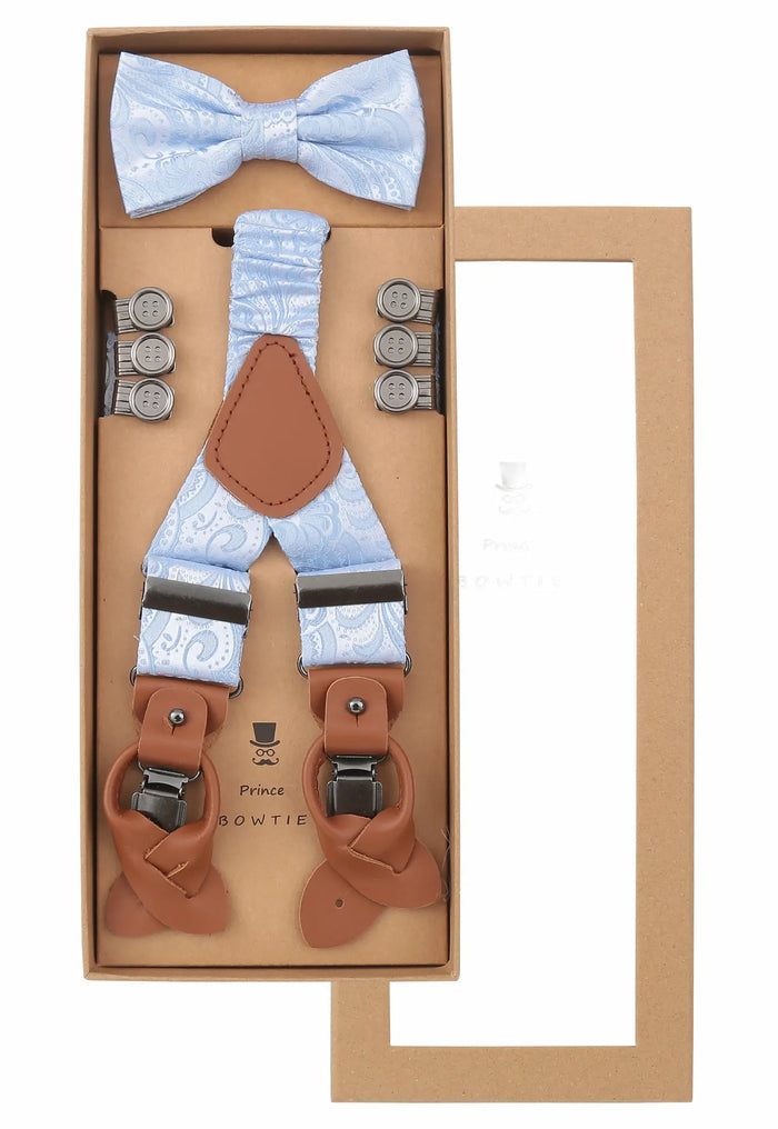 Hosenträger Set Herren mit Fliege aus Seide – Paisley