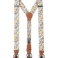 (Beige) Hosenträger Herren Blumenmuster Baumwolle – Y-Form mit Clips und Lederdetails