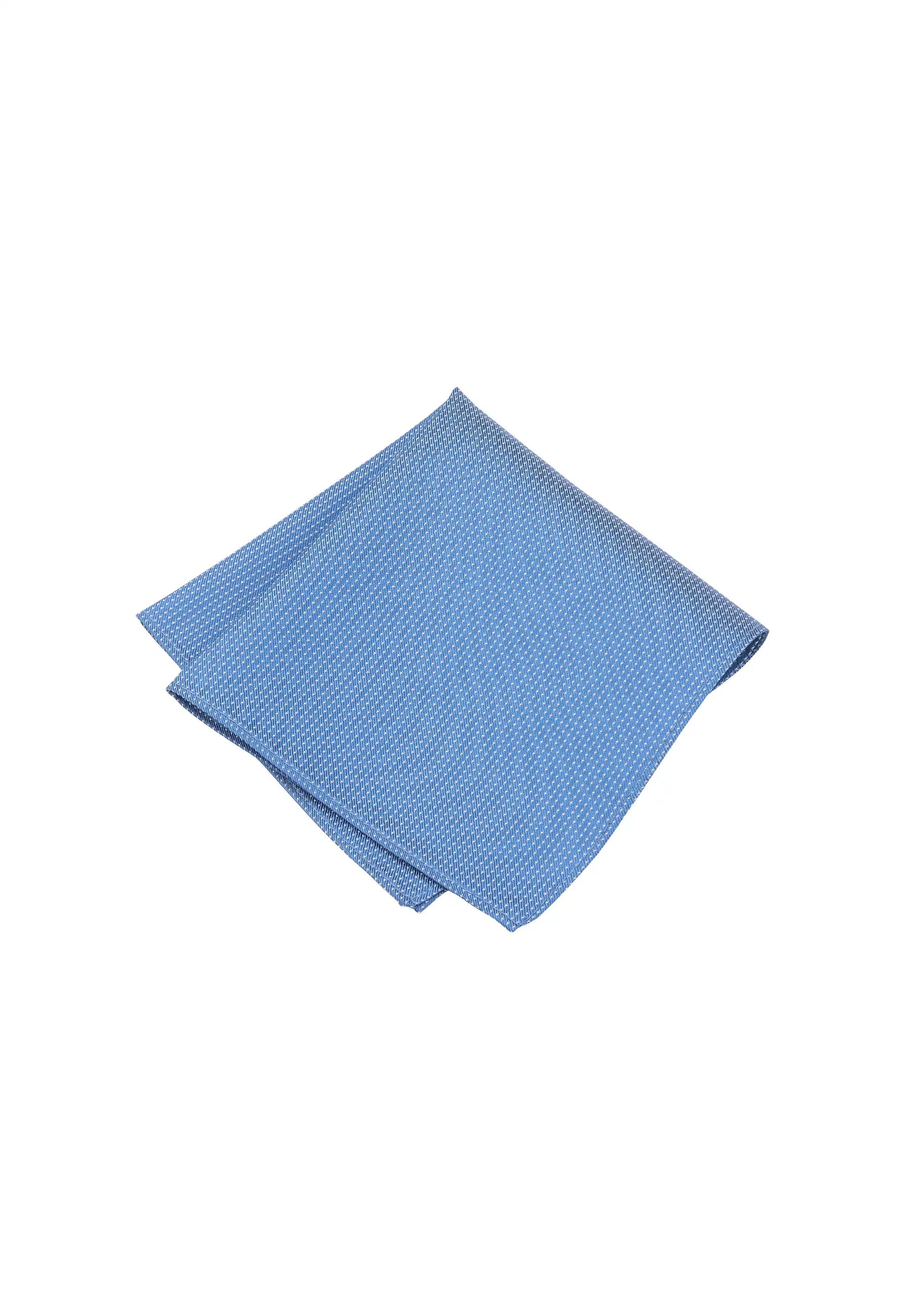 (Blau) Einstecktuch Herren aus 100% Seide Picoté 28x28cm gefaltet