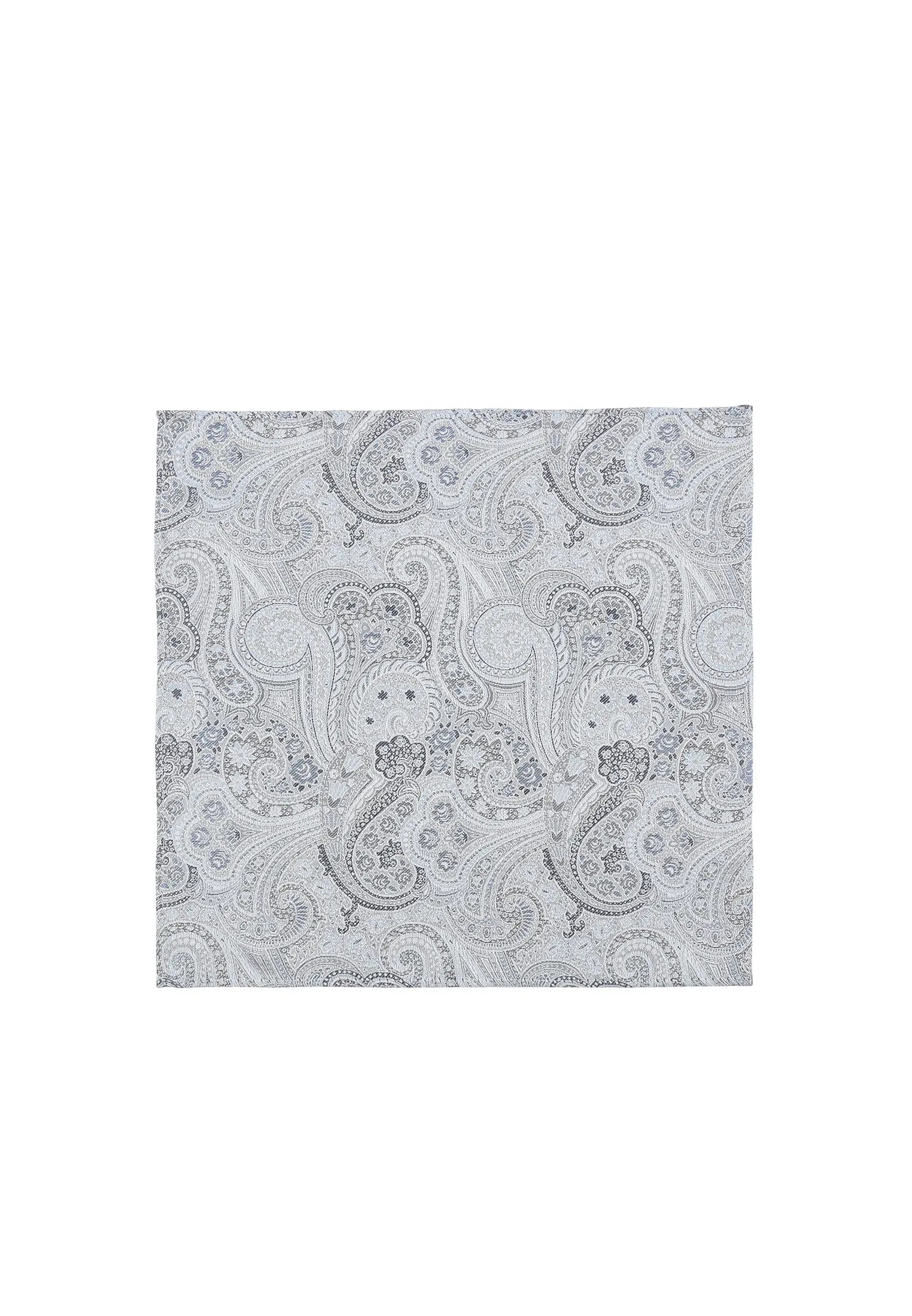 (Blau) Einstecktuch Hochzeit Paisley – Frontalansicht flach ausgelegt