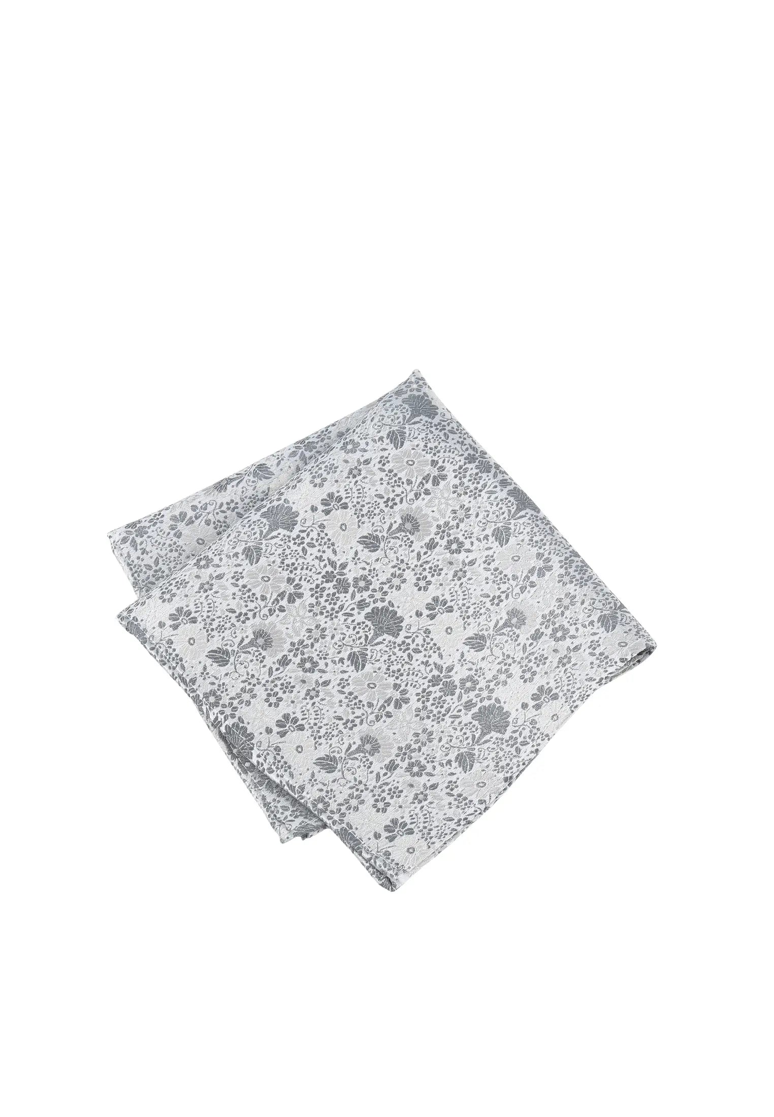 (Silber) Einstecktuch Hochzeit Floral Seide – diagonal gefaltet
