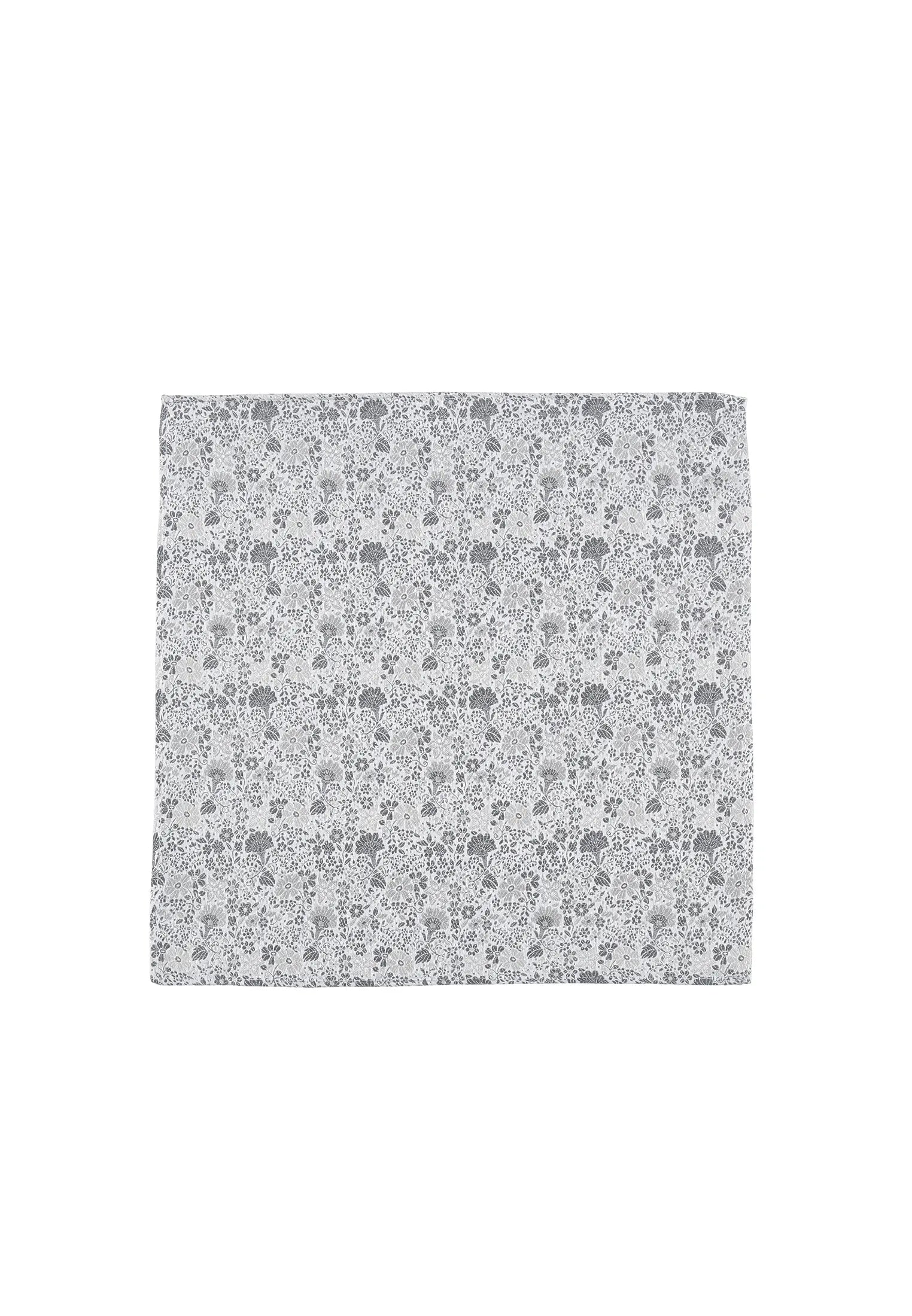 (Silber) Einstecktuch Hochzeit Floral – Frontalansicht flach ausgelegt