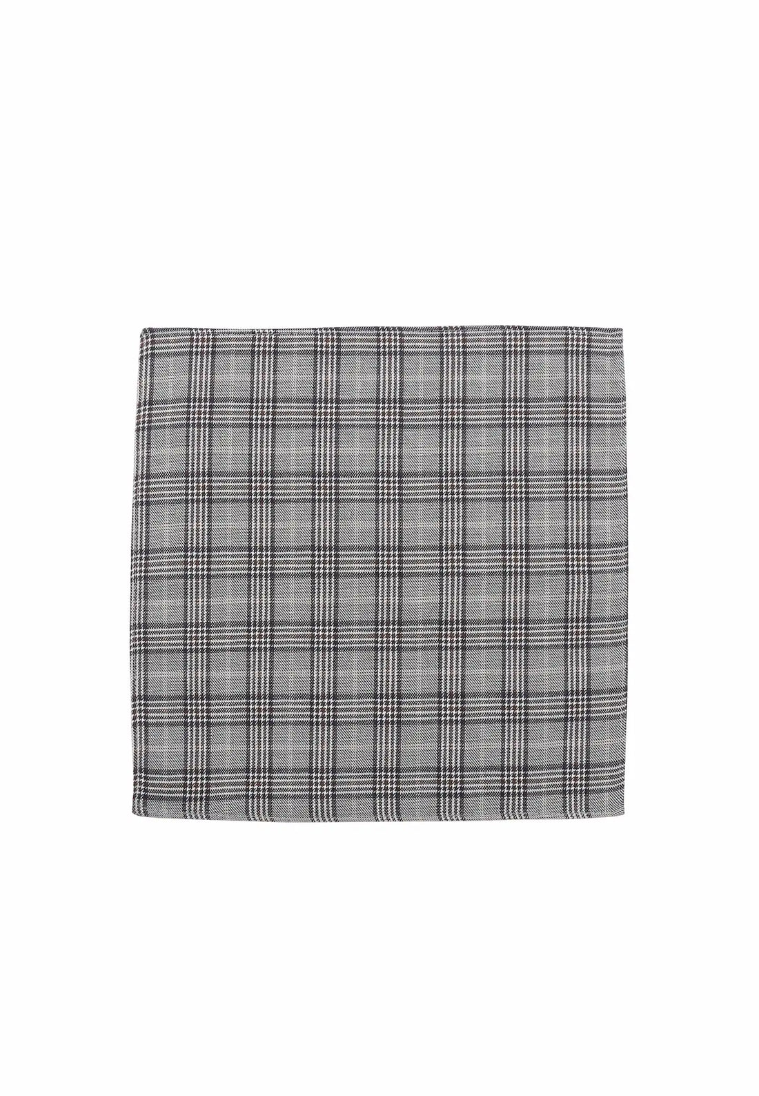(Grau) Einstecktuch Glencheck grau-schwarz flach ausgelegt 28x28 cm