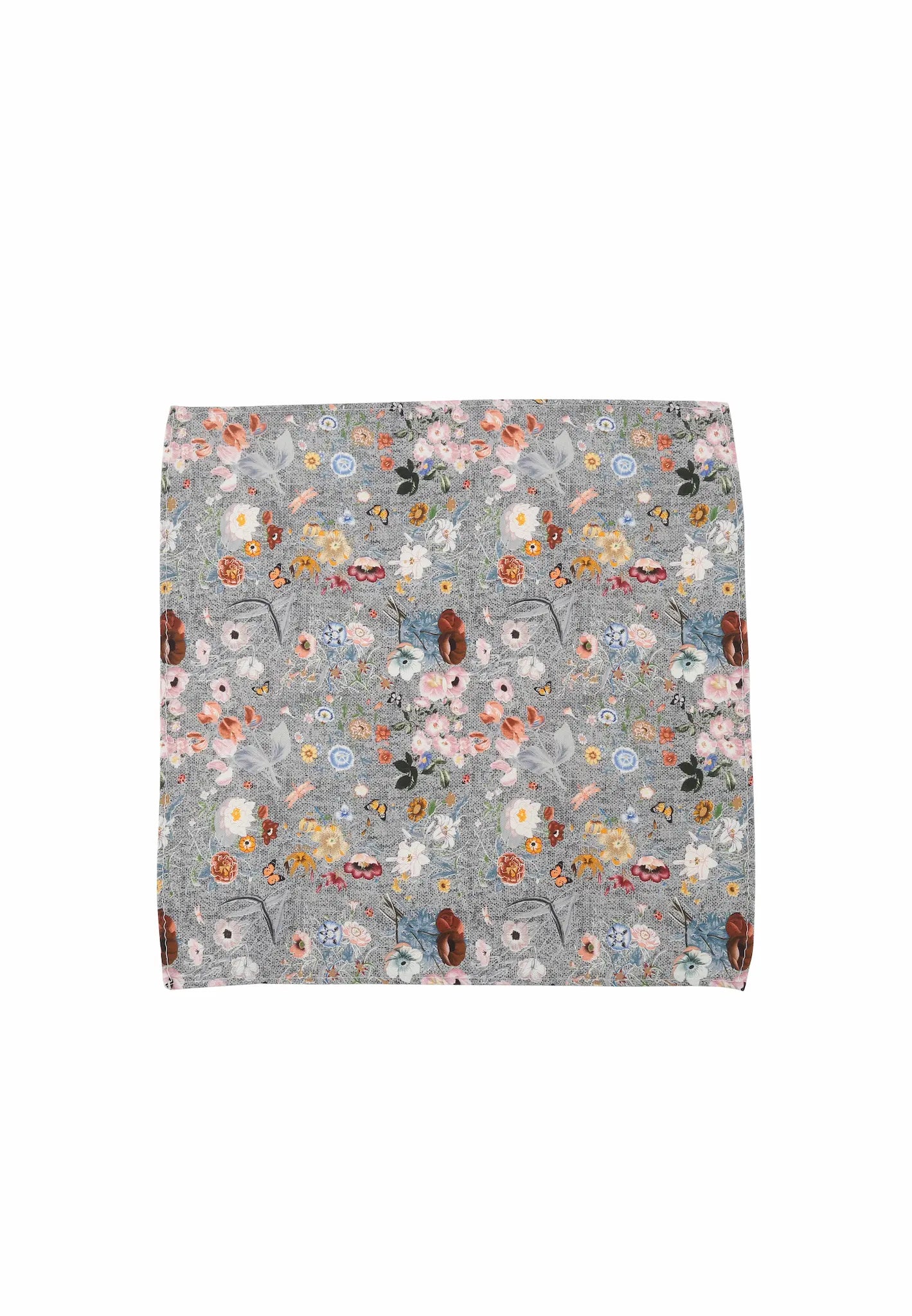 (Grau) Einstecktuch Herren floral 28x28 cm – Gesamtansicht