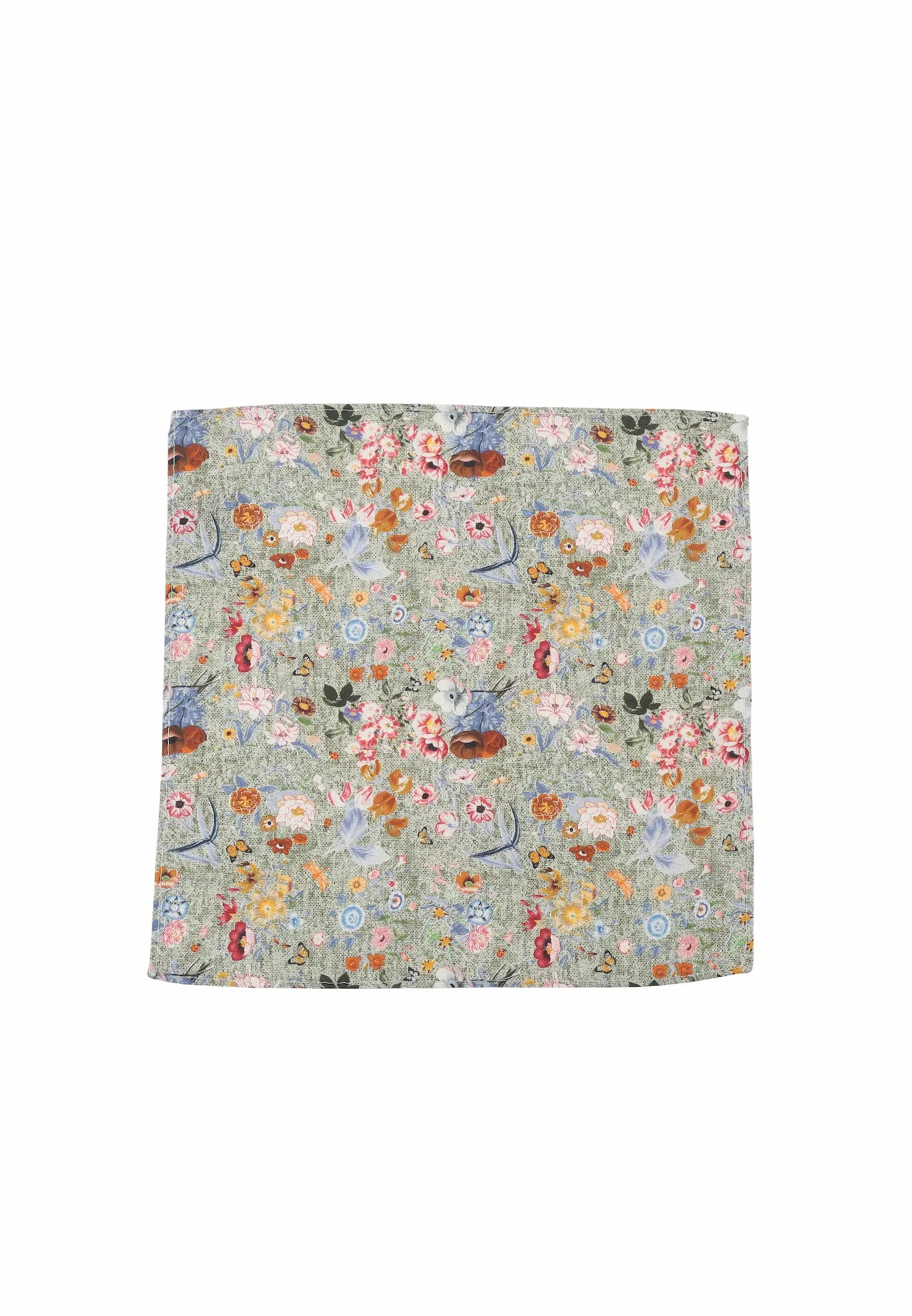(Grün) Einstecktuch Herren floral 28x28 cm – Gesamtansicht
