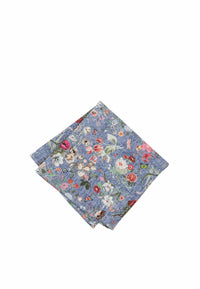 (Blau) Einstecktuch Herren Blumenmuster Seide – Pochette gefaltet