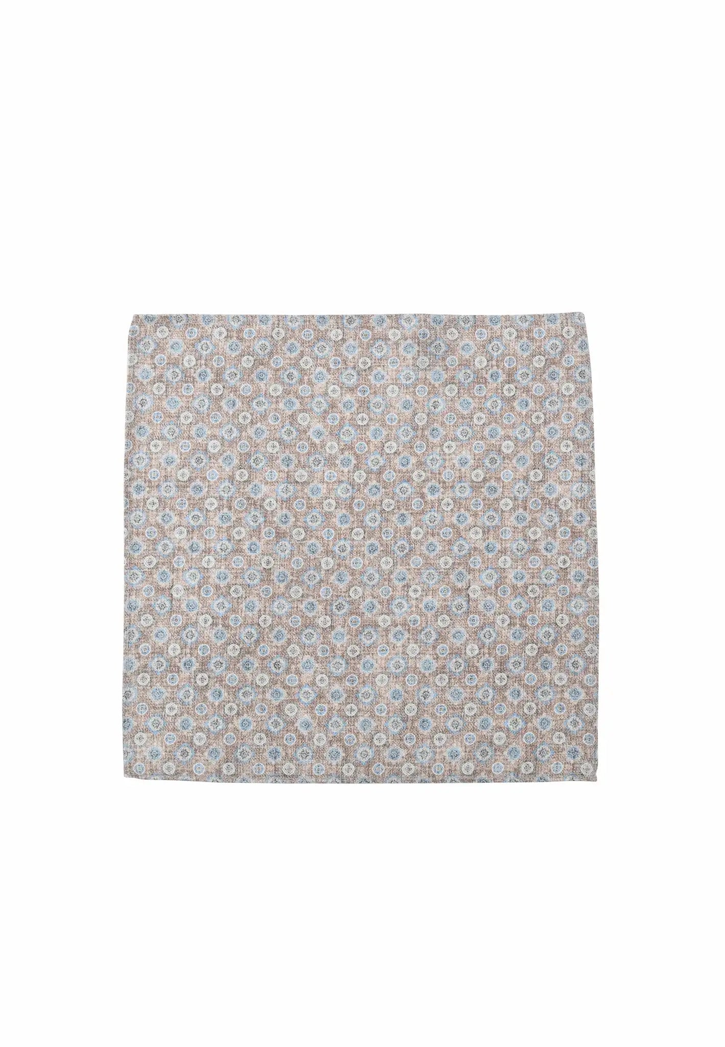 (Beige) Einstecktuch Herren Medaillon-Muster 28x28 cm – Gesamtansicht