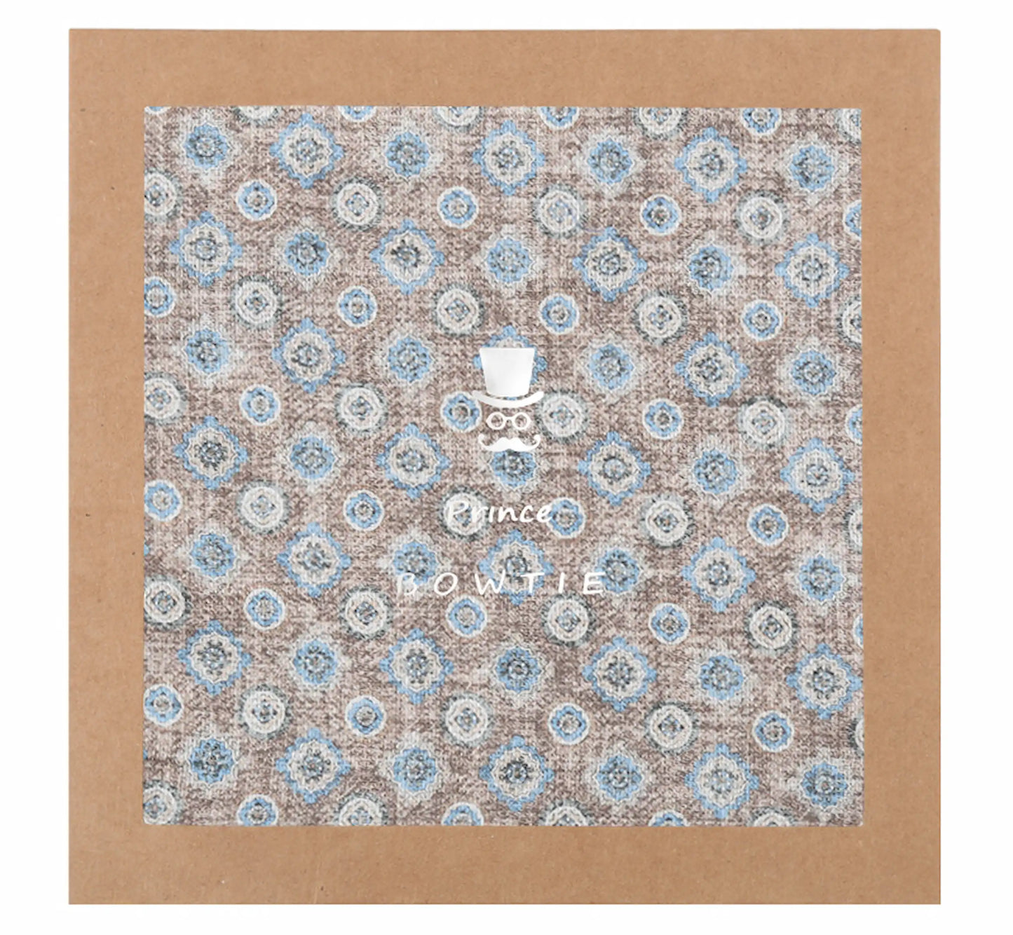 (Beige) Einstecktuch Medaillon-Muster in Geschenkverpackung – Prince Bowtie
