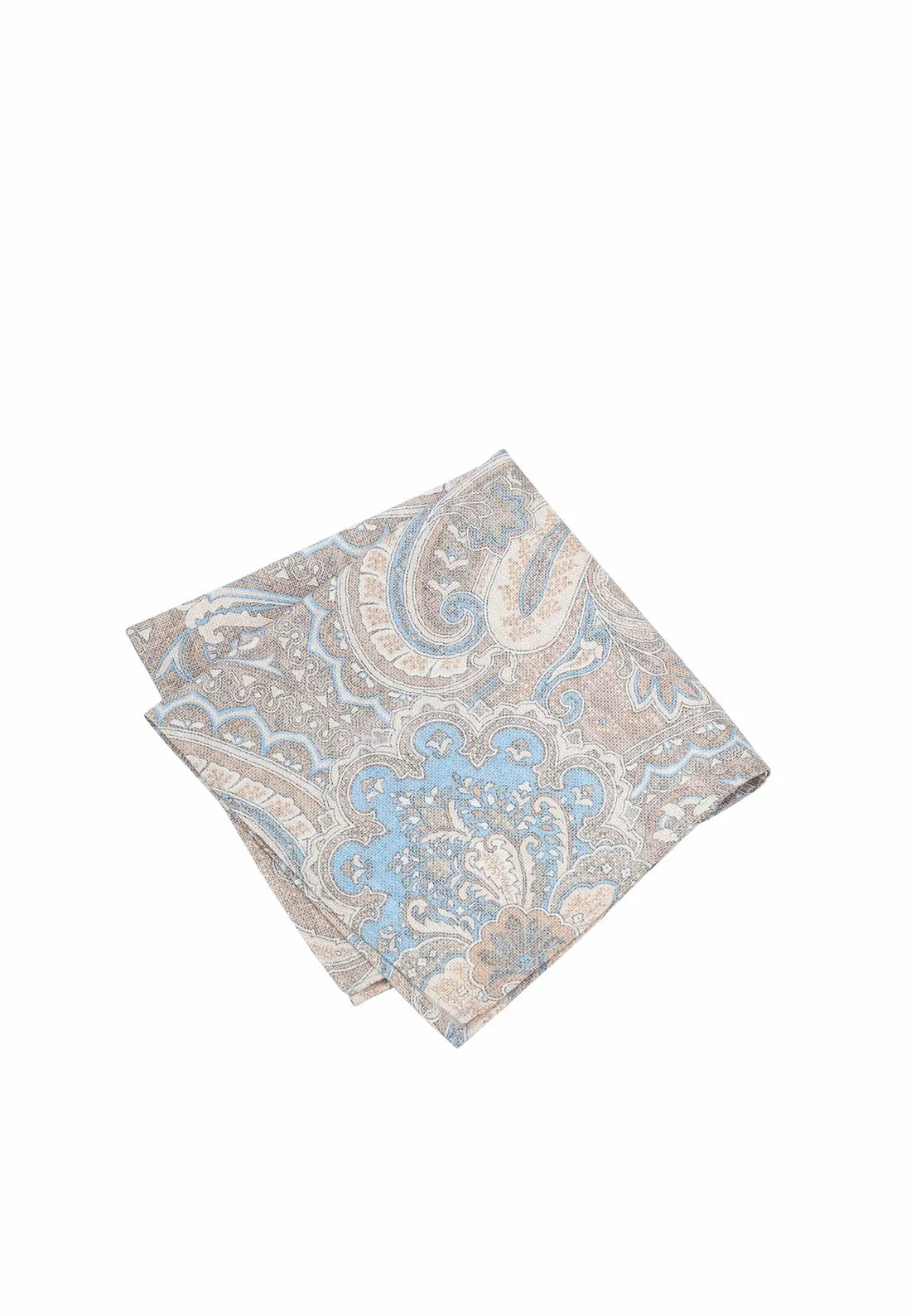 (Beige) Einstecktuch Herren Paisley-Muster Baumwolle – diagonal gefaltet