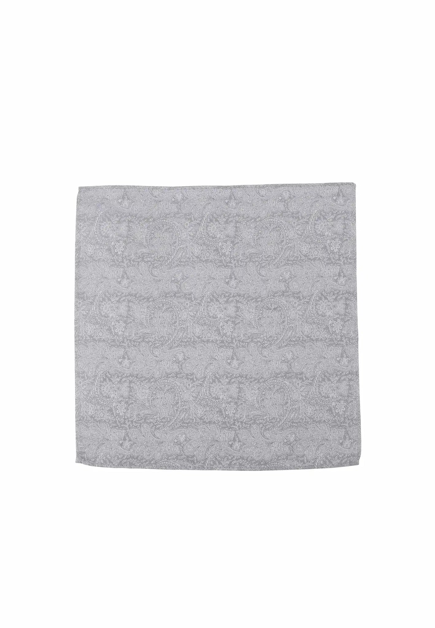 (Hellgrau) Einstecktuch Herren Paisley Seide 28x28 cm – Gesamtansicht