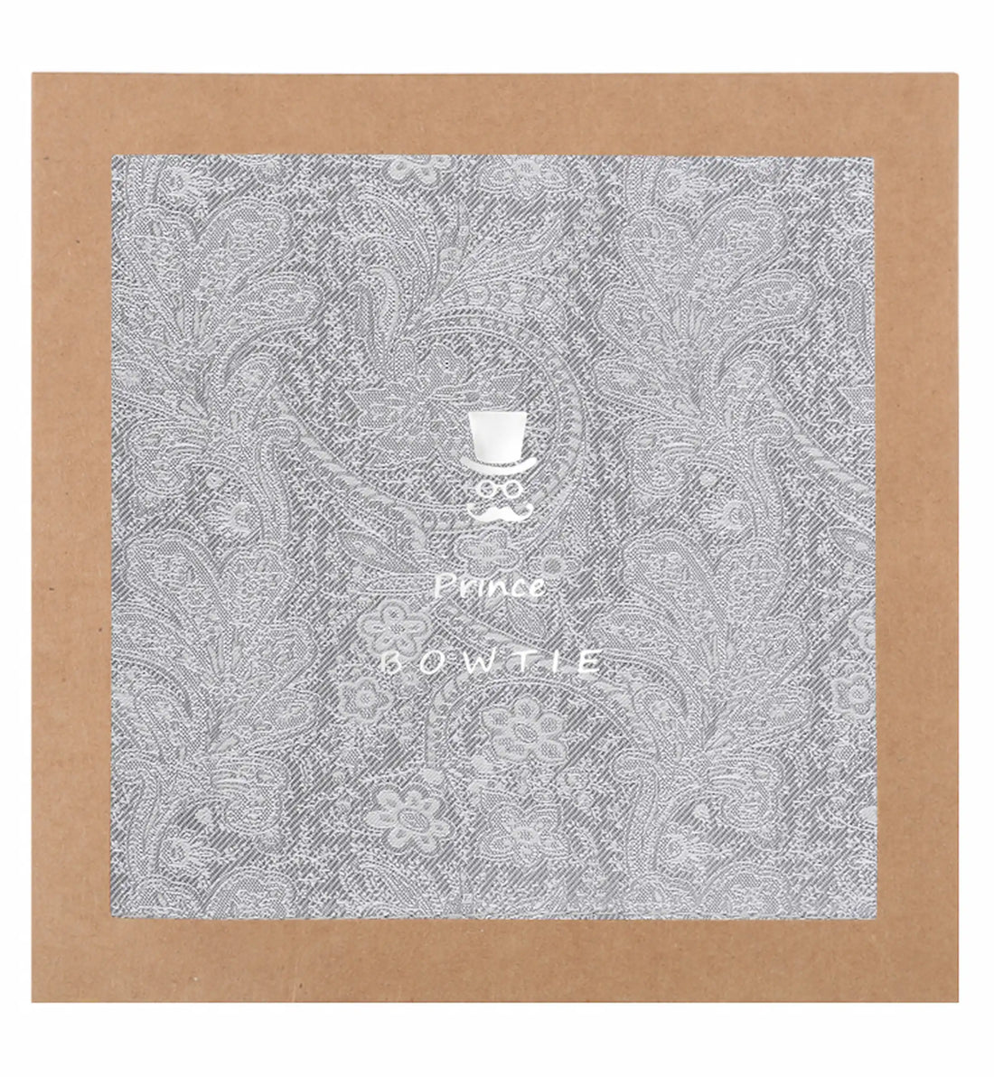 (Hellgrau) Einstecktuch Paisley Seide in Geschenkverpackung – Prince Bowtie
