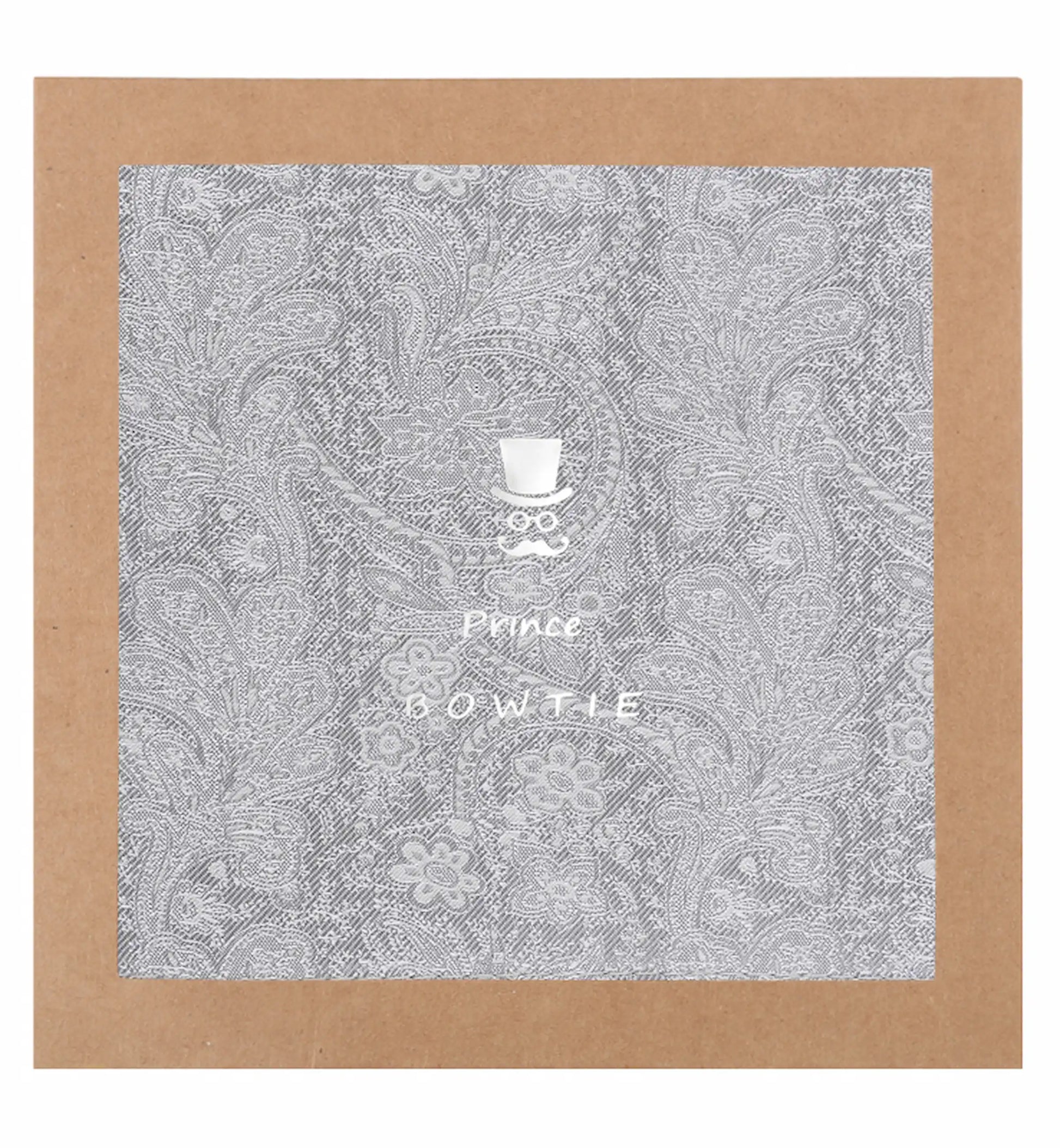 (Hellgrau) Einstecktuch Paisley Seide in Geschenkverpackung – Prince Bowtie