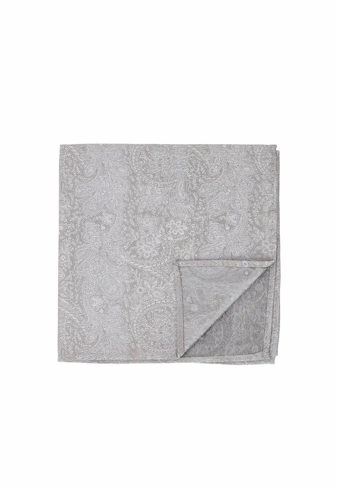 (Beige) Einstecktuch Paisley Seide – Detailansicht Saumverarbeitung