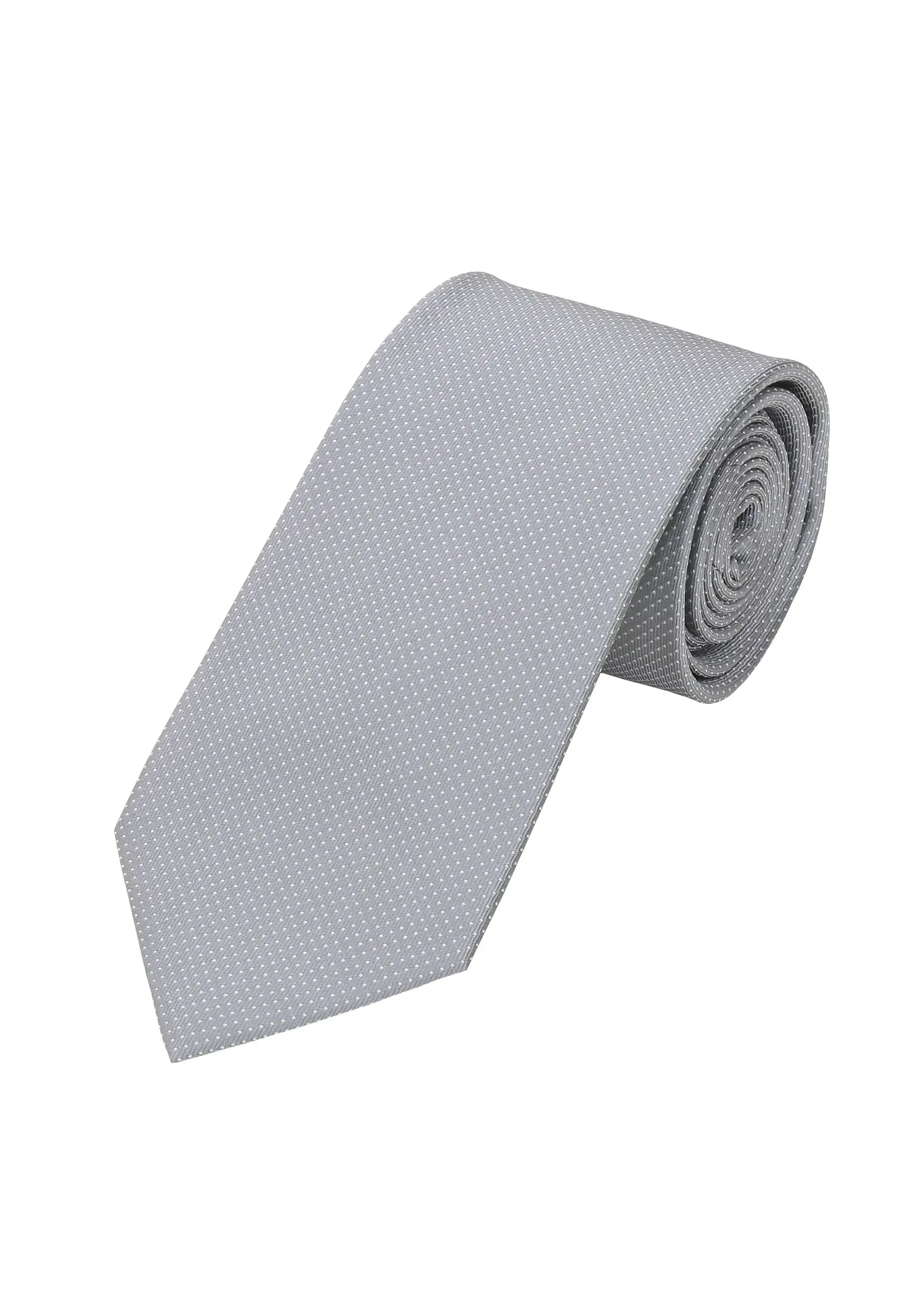 (Grau) Krawatte Herren 100% Seide Picoté 8cm Überlänge 170cm