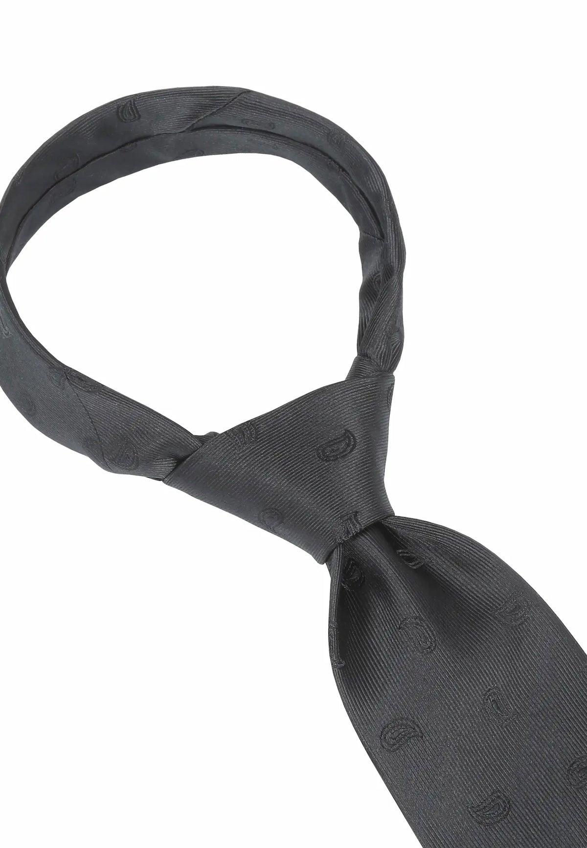 (Schwarz Paisley) Trauerkrawatte Paisley – Knoten Detail