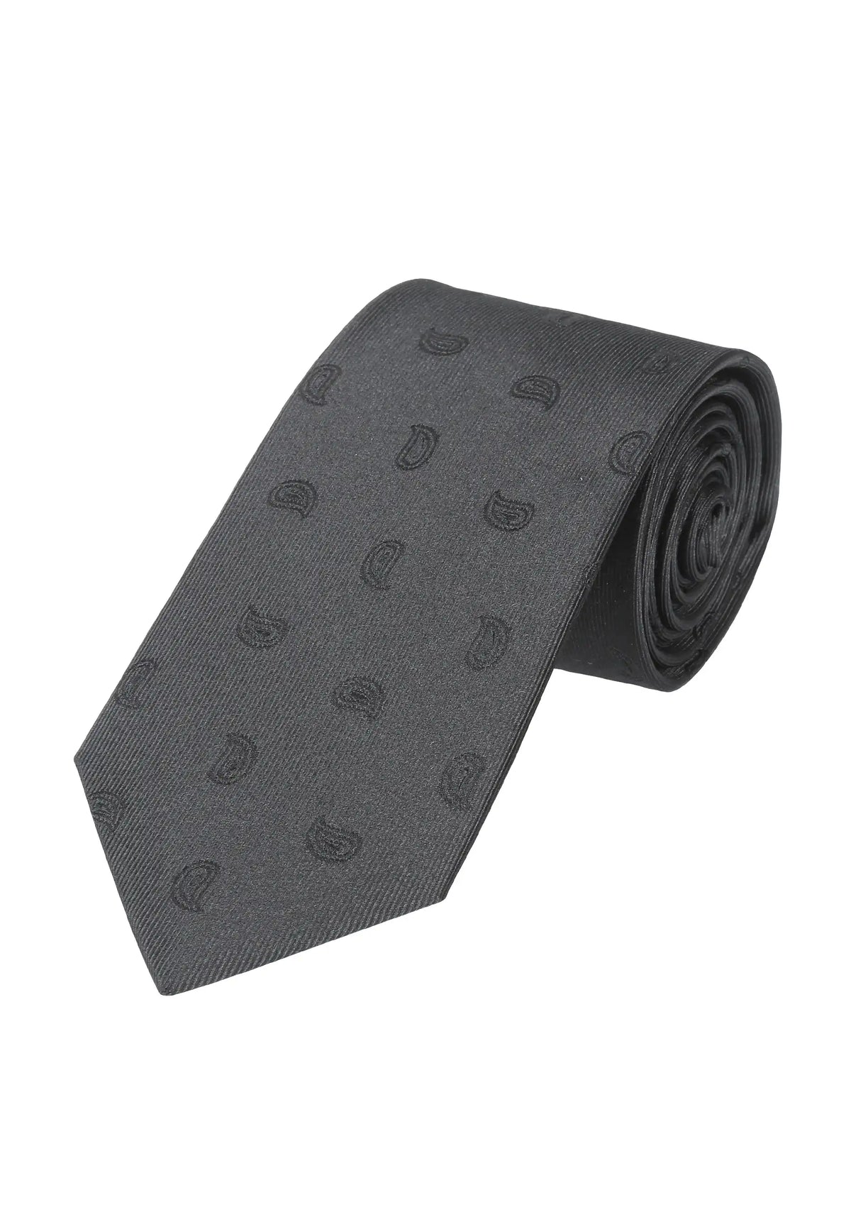 (Schwarz Paisley) Trauerkrawatte Paisley Seide Überlänge 170cm 8cm