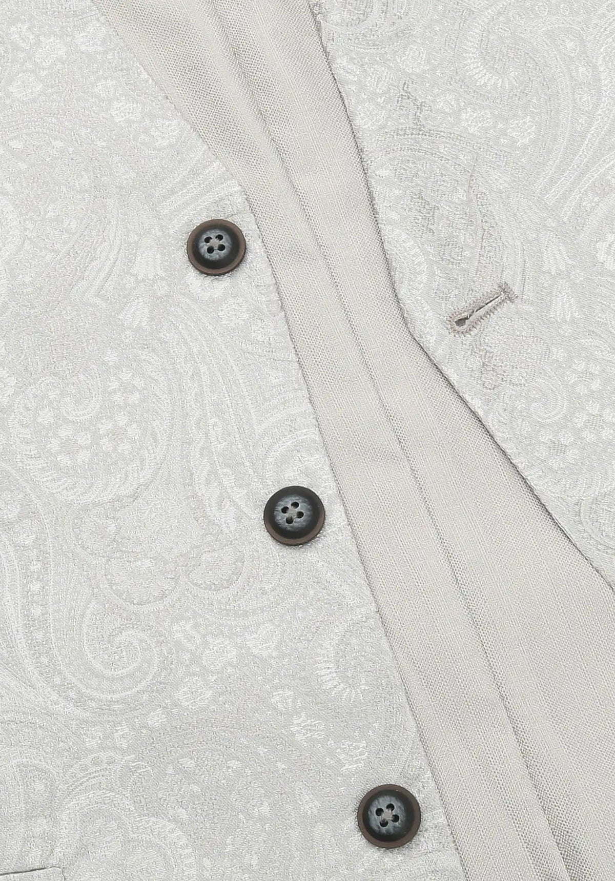 (Champagner) Hochzeitsweste Herren Paisley – Detailansicht Knöpfe und Paisley-Muster