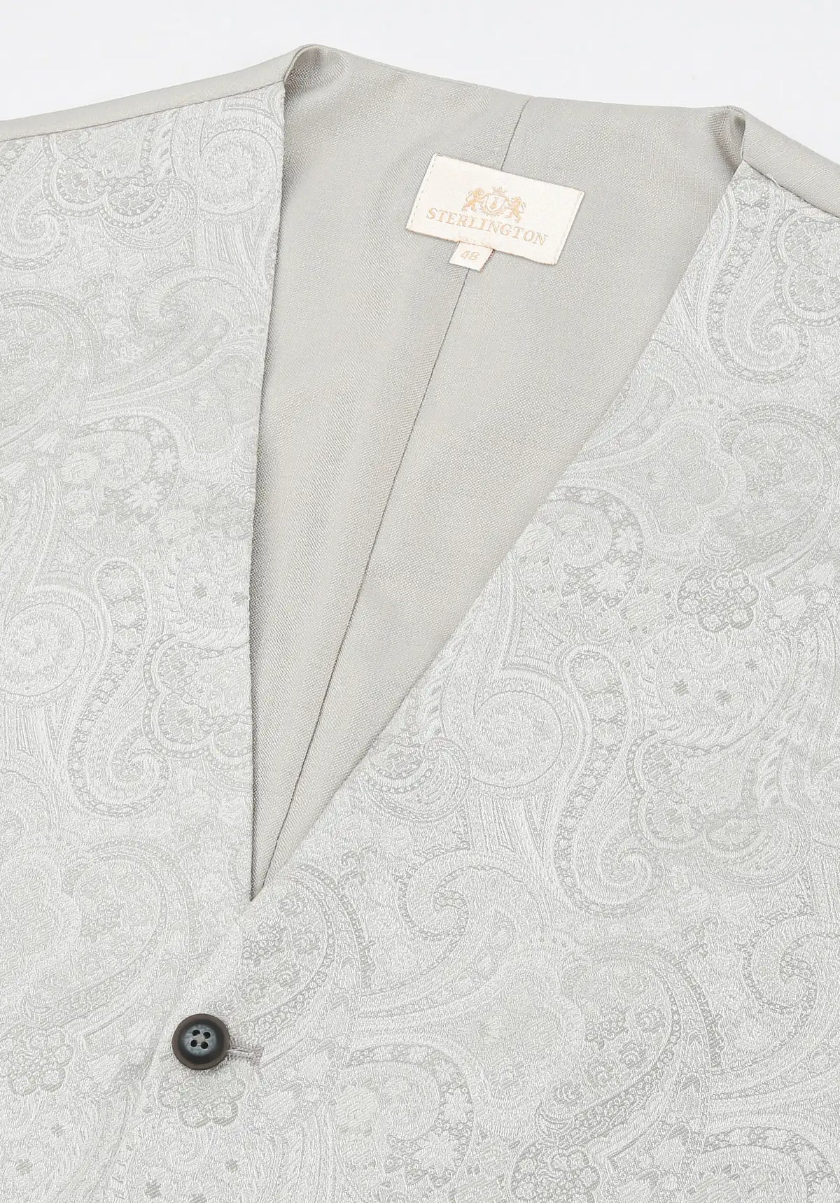 (Champagner) Hochzeitsweste Sterlington Paisley – V-Ausschnitt mit Label