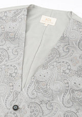 (Silber) Hochzeitsweste Sterlington Paisley – V-Ausschnitt mit Label