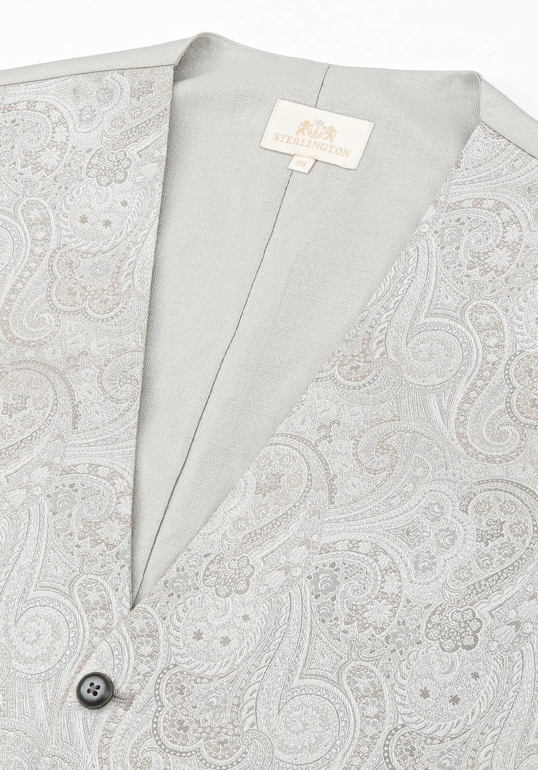 (Beige) Hochzeitsweste Sterlington Paisley – V-Ausschnitt mit Label